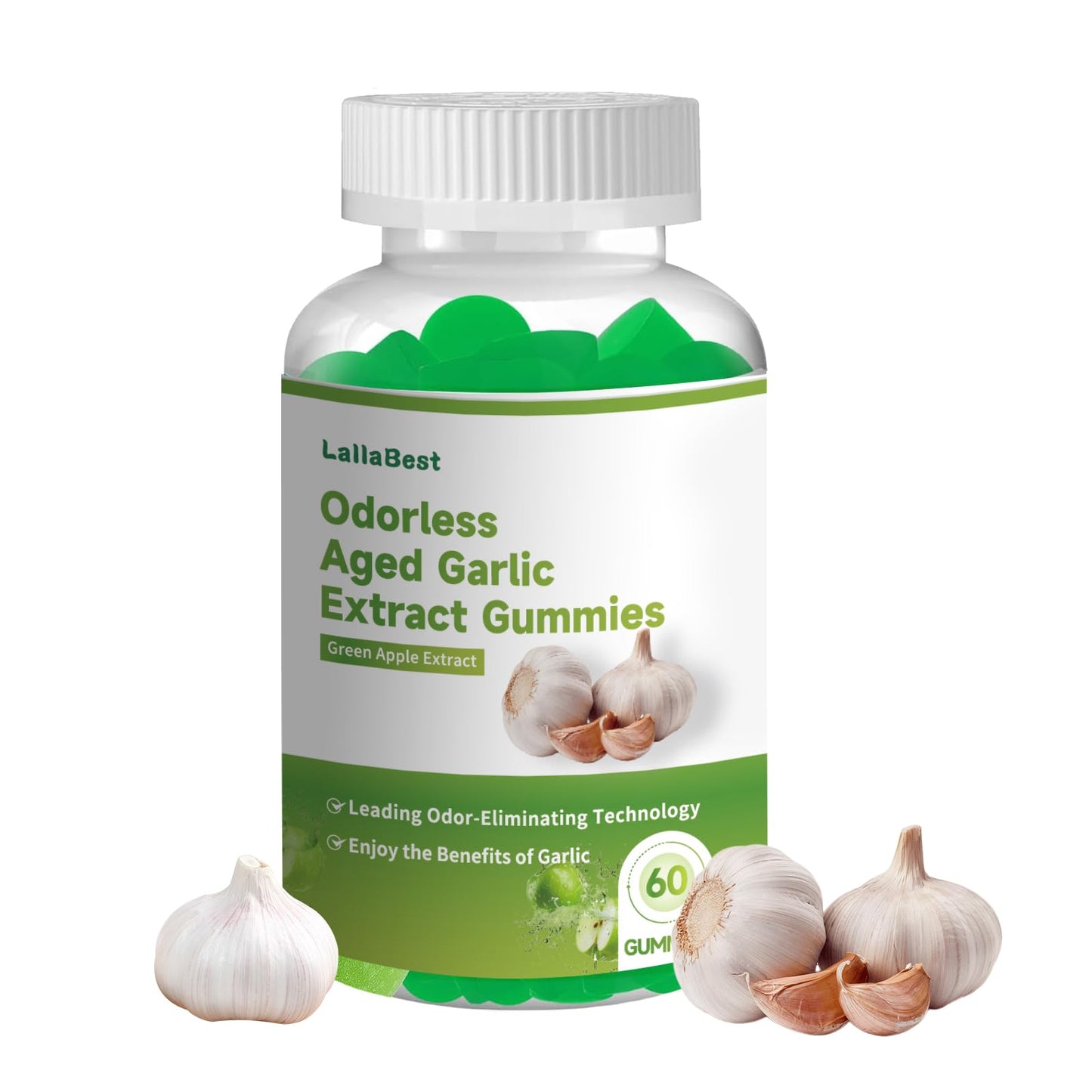 LallaBest Odorless Aged Garlic Extract Gummies, 60 Gummies