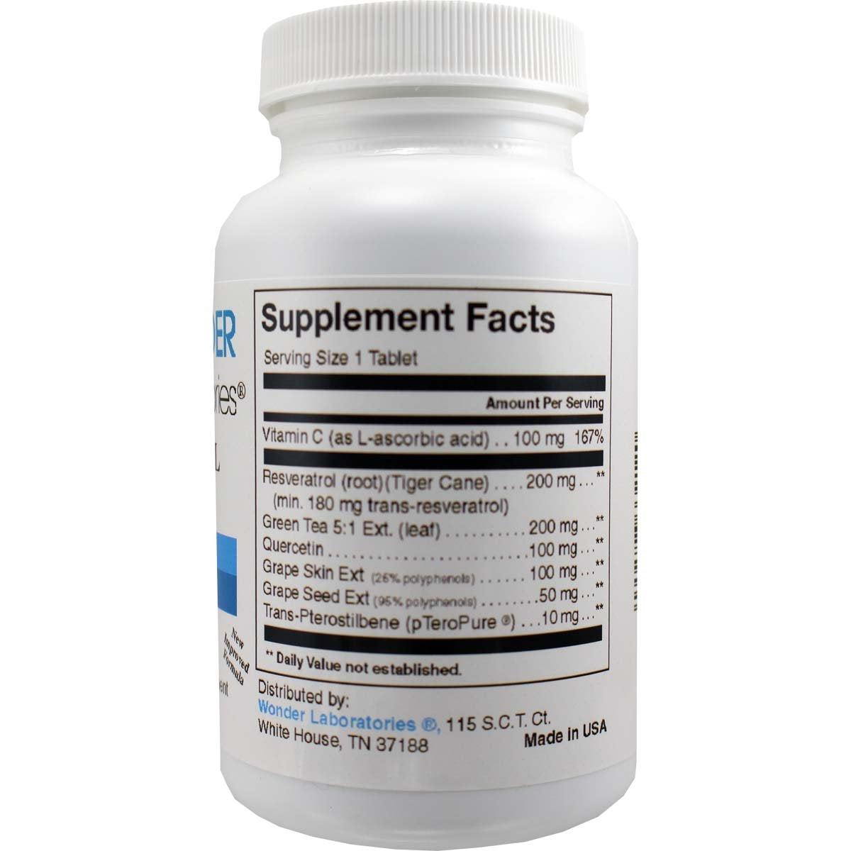 Wonder Laboratories Resveratrol Red Wine Complex Natural Source Capsule 120 Capsules