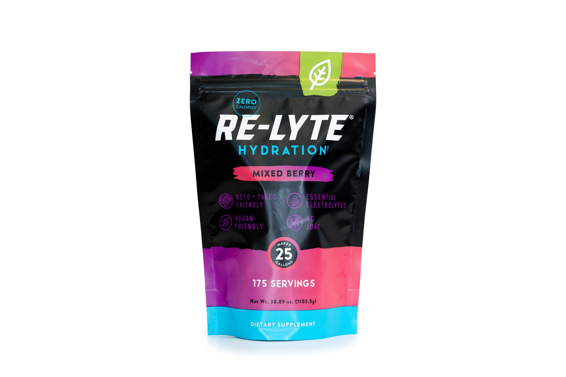 Redmond Re-Lyte Hydration Electrolyte Powder, 175 Servings, Mixed Berry