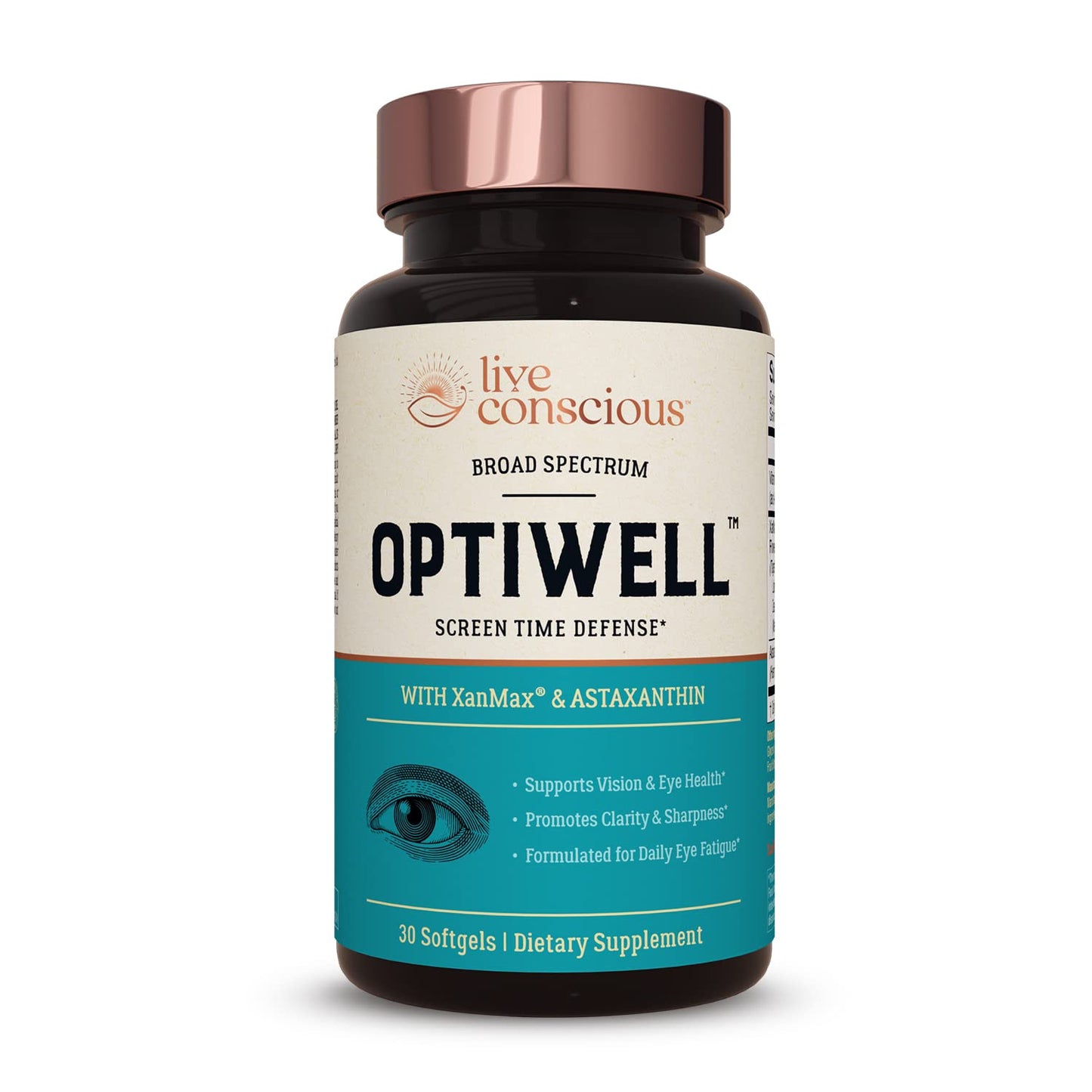 Live Conscious OptiWell Eye Health Supplement and Blue Light Support, 30 Softgels