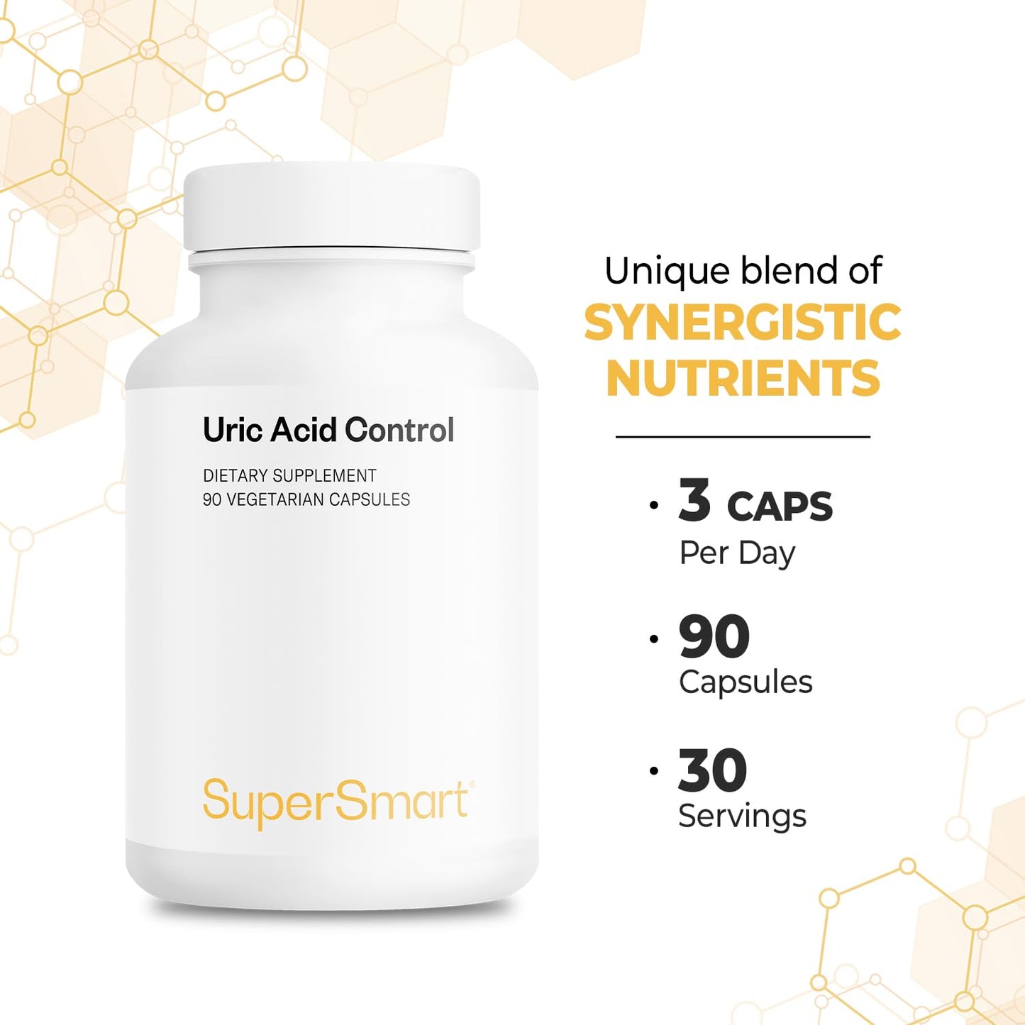Supersmart Uric Acid Control (All-in-1 Formula) - Advanced Cleanse with Montmorency Tart Cherry, Celery Seed, Turmeric Curcuma Longa - Uric Acid Balance 90 Capsules