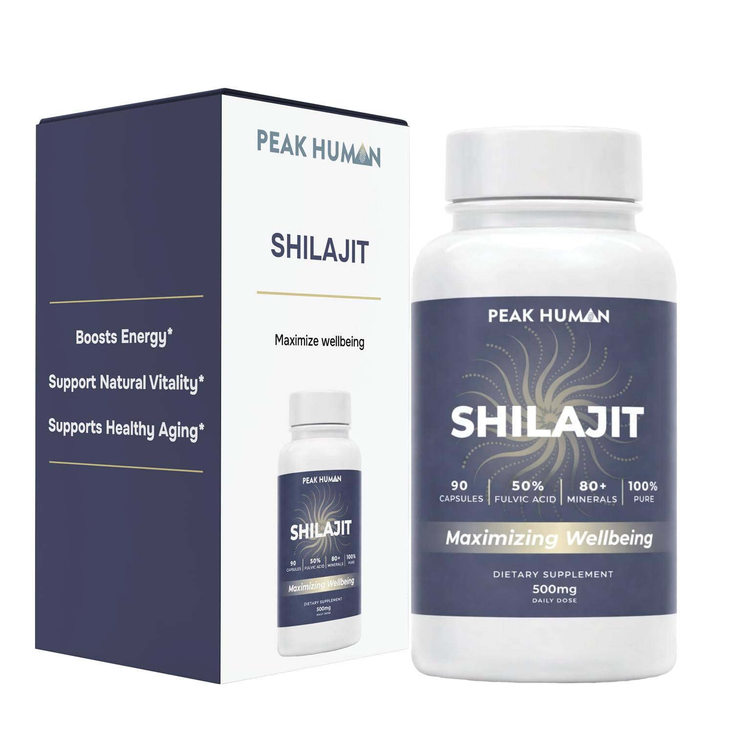 Peak Human Pure Shilajit 60 Count Capsules
