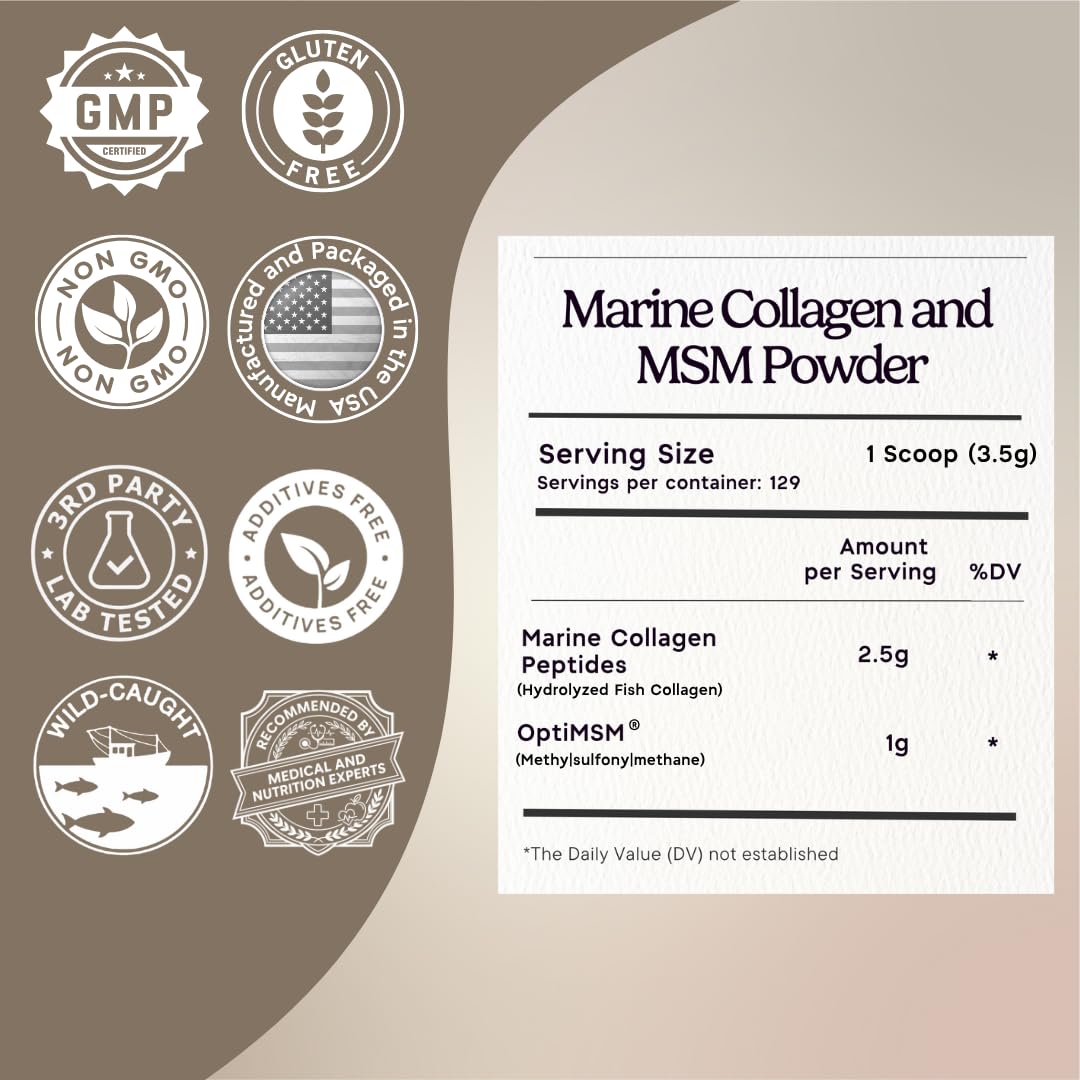 Zen Principle Hydrolyzed Marine Collagen Peptides with OptiMSM Powder 16 oz