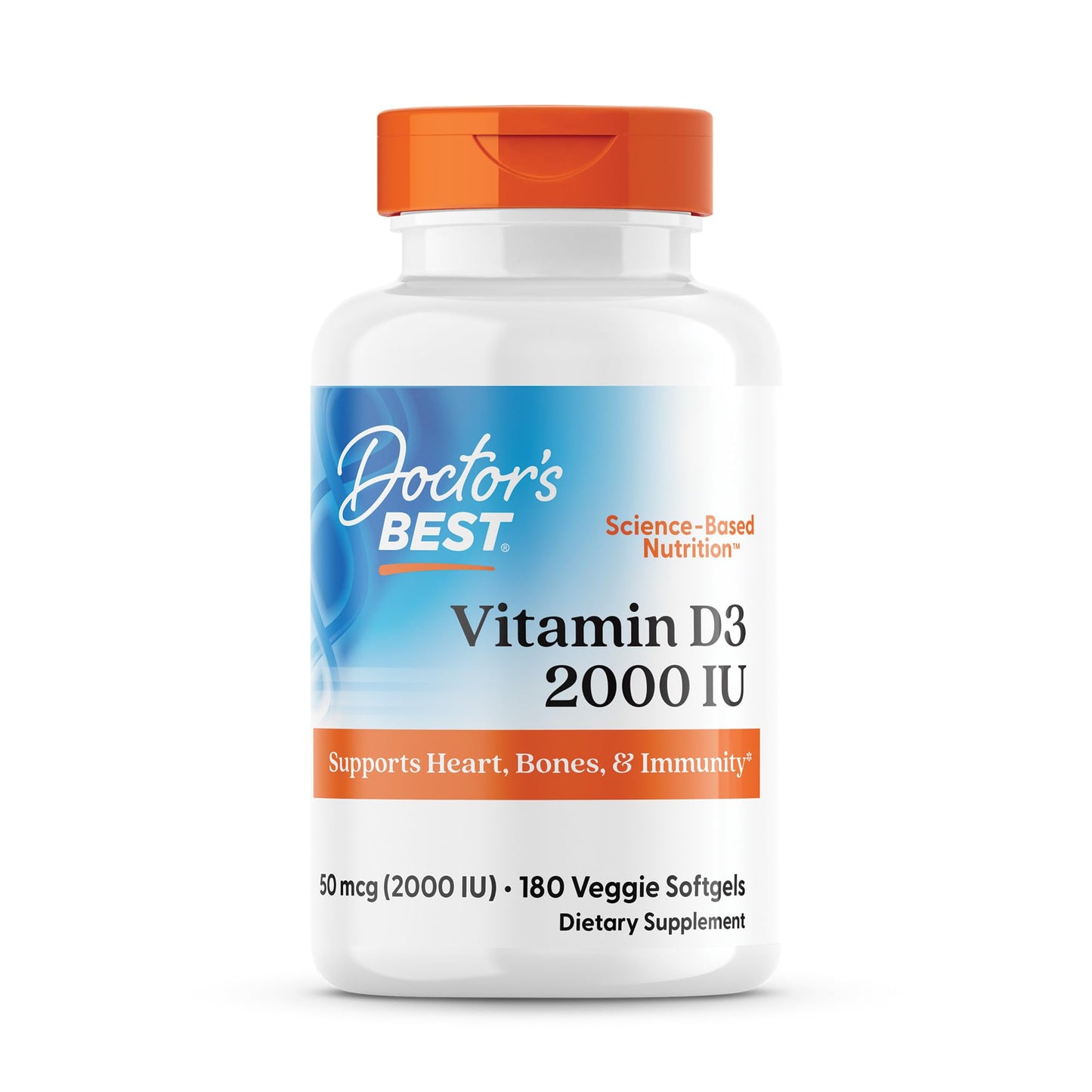 Doctor's Best Vitamin D3 2000 IU Softgels, 180 Count