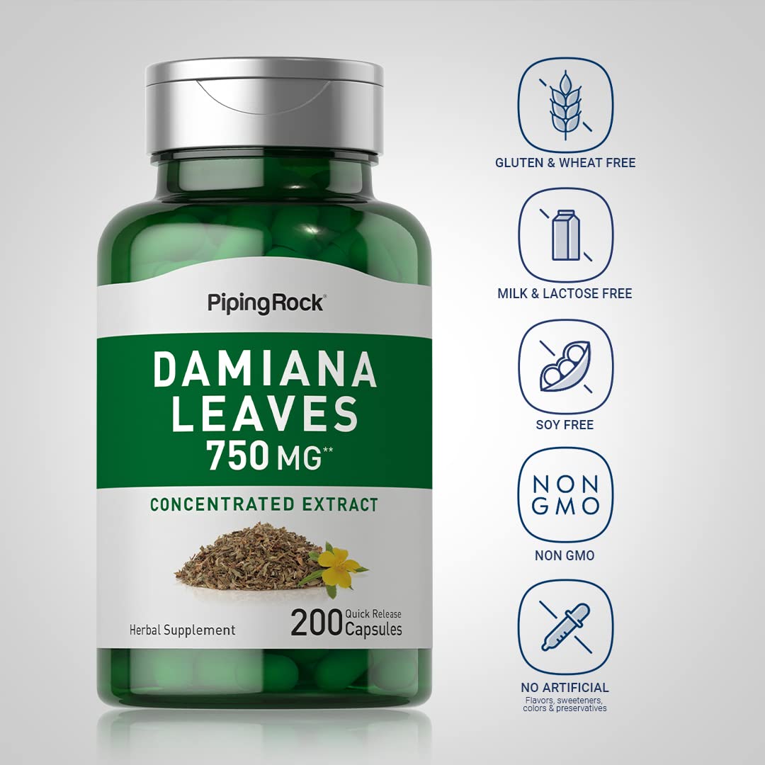 Piping Rock Damiana Leaf Capsules 200 Count