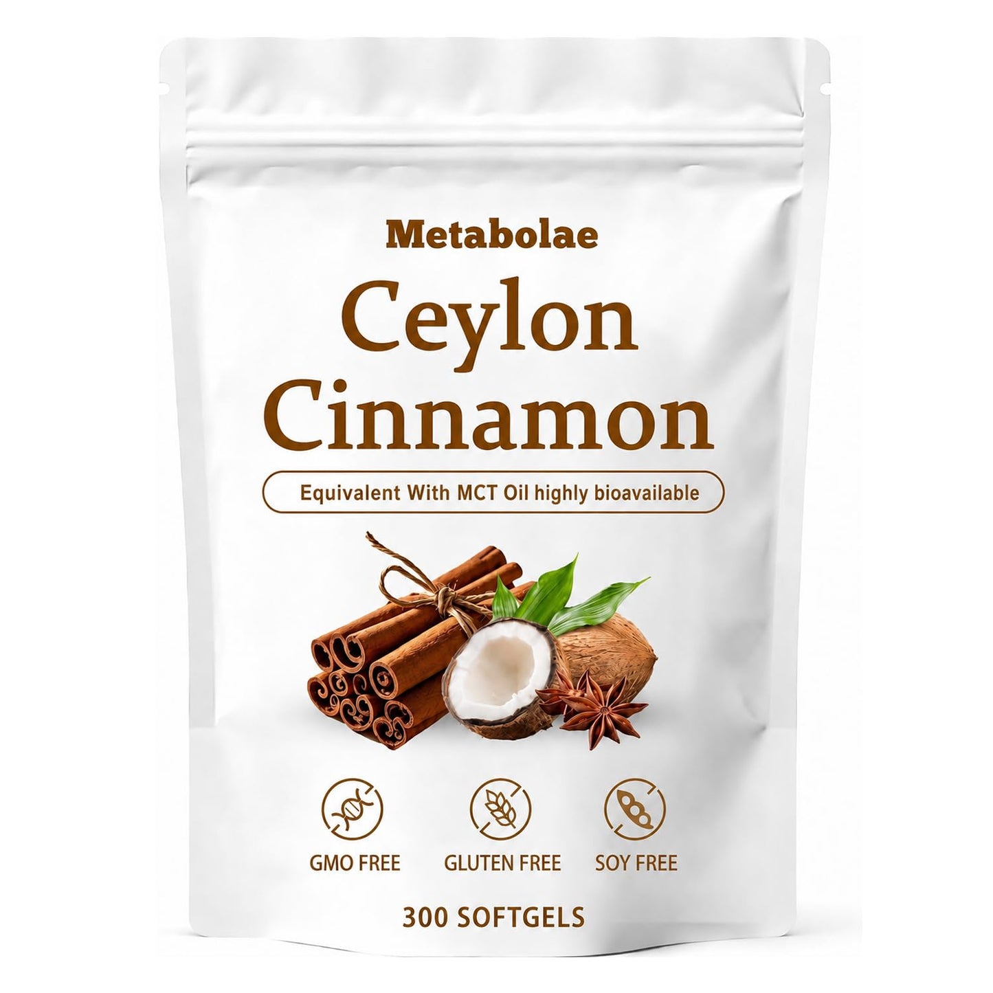 BELANO Metabolae Ceylon Cinnamon with MCT Oil, 300 Softgels