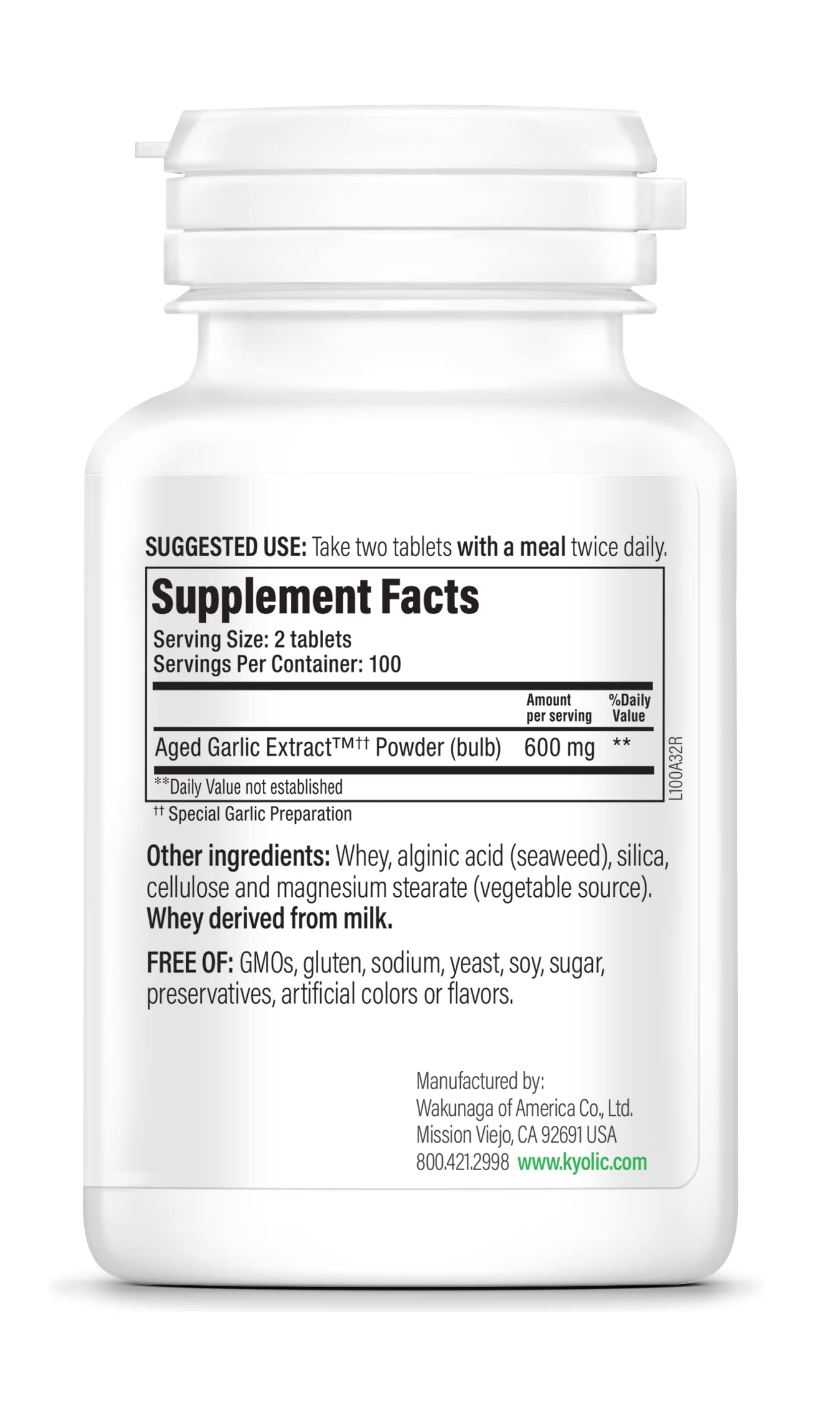 Kyolic Aged Garlic Extract Formula 100 Tablets, 200 Count