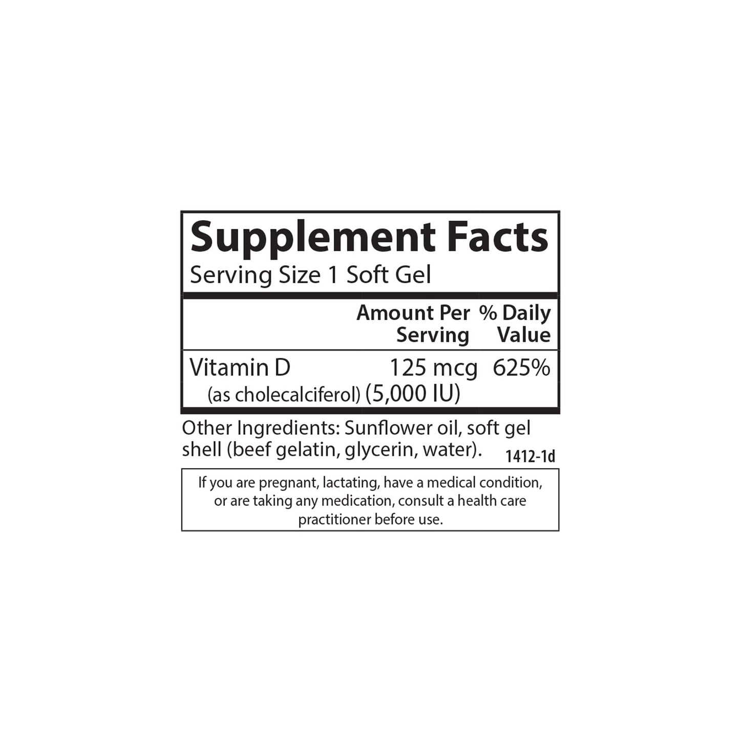 Carlson Vitamin D3 5000 IU Soft Gels, 360 Count
