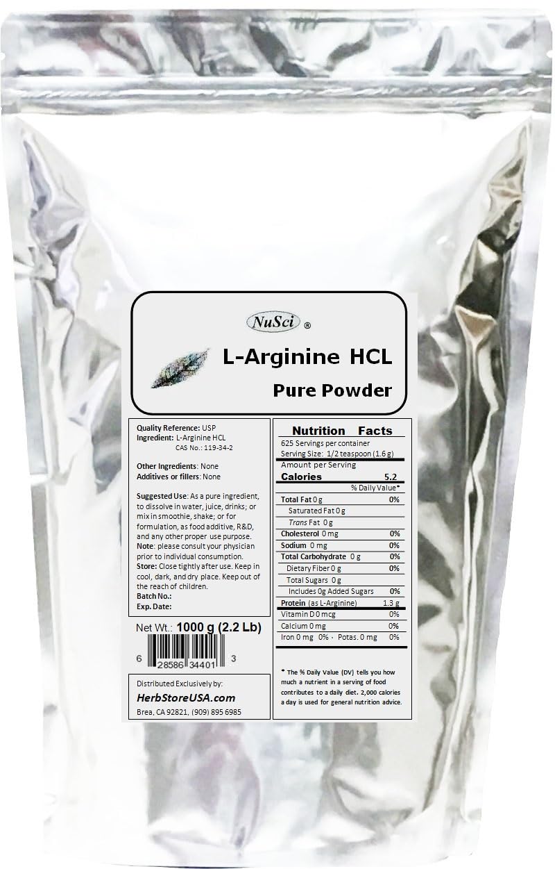 NuSci L-Arginine HCl Pure Powder 35.274 oz
