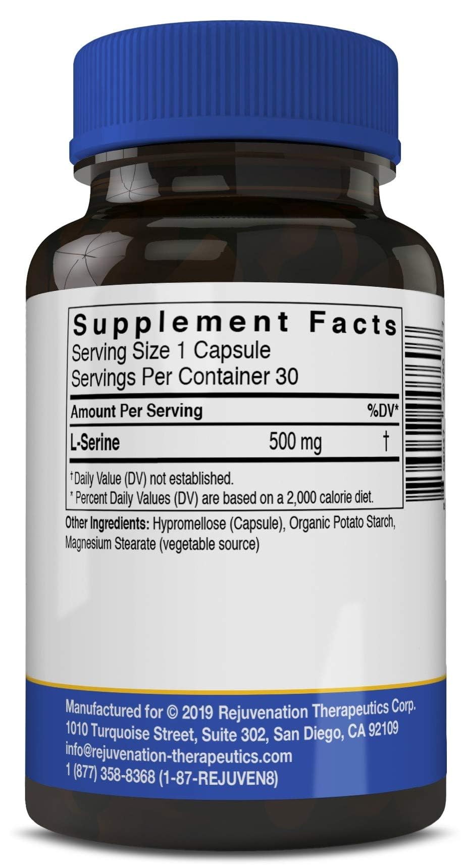 Rejuvenation Therapeutics L-Serine 500 mg Capsules, 30 Capsules