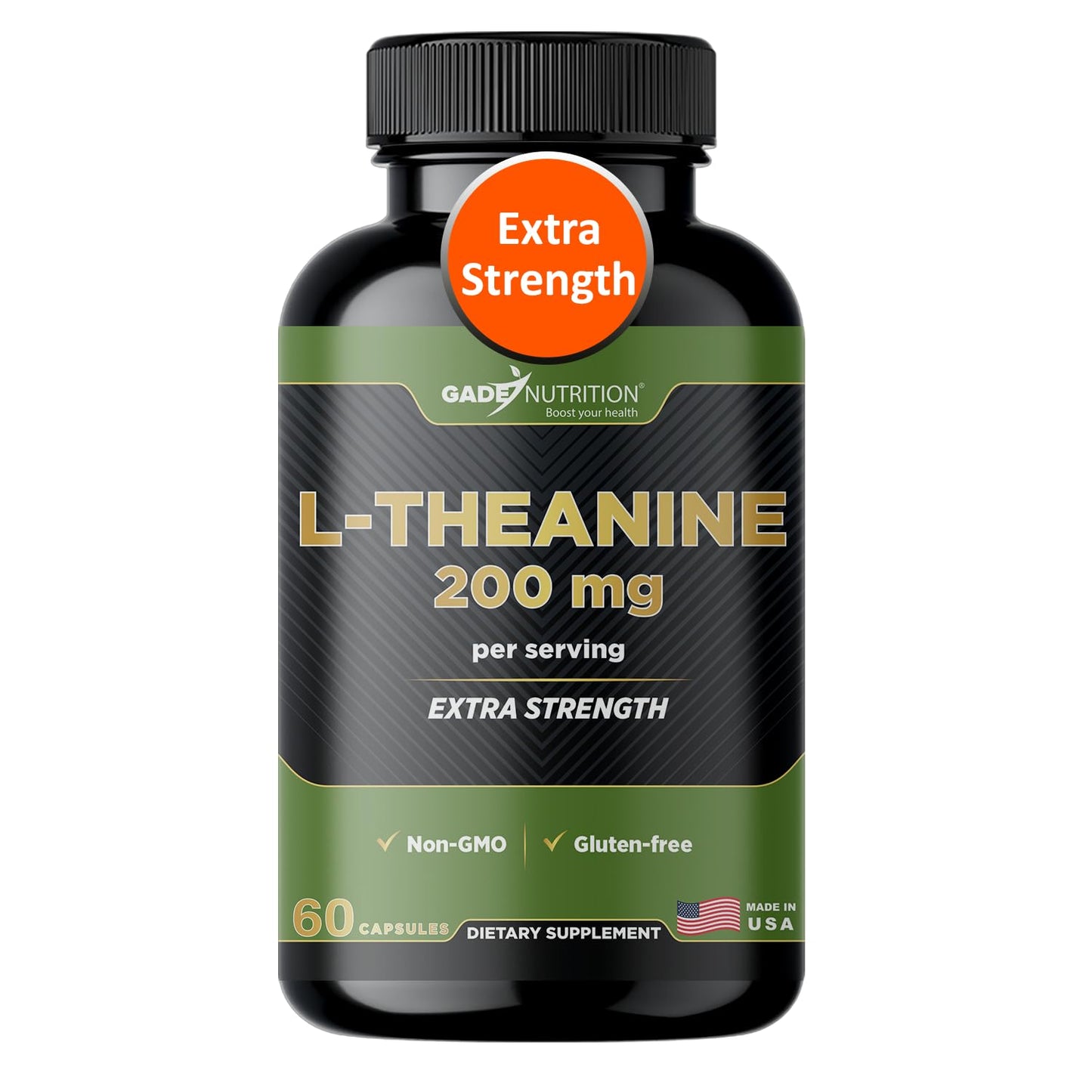 Gade Nutrition L-Theanine Supplement 200 mg Mood & Sleep Support Capsules 60 Count