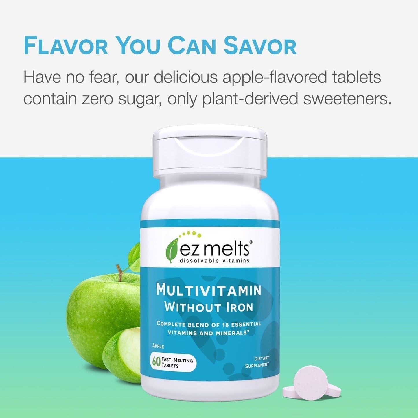EZ Melts Multivitamin Without Iron Tablets, 120 Count