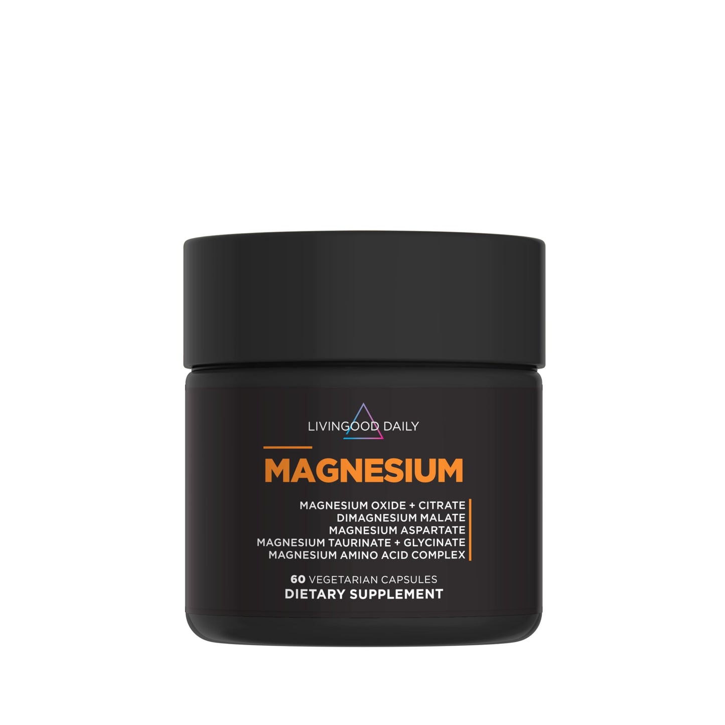 Livingood Daily Magnesium Supplement with Magnesium Glycinate, Citrate, Malate, Oxide, Aspartate, Amino Acid Complex and Chicory Root for Heart Health, Sleep and Muscle Support, 300mg, 60 Capsules
