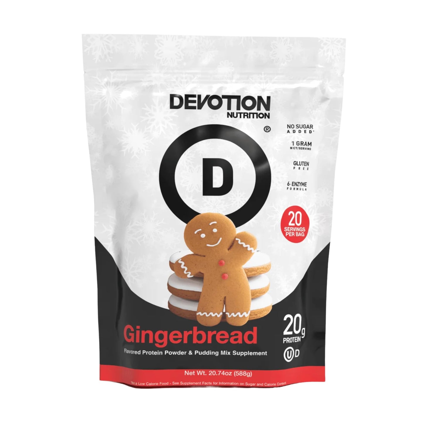 Devotion Nutrition Protein Powder Gingerbread – 20g Whey Isolate & Casein Protein Blend – No Added Sugar, Low Carb, Gluten-Free, Keto-Friendly, 1g MCT, Kosher, 20 Servings