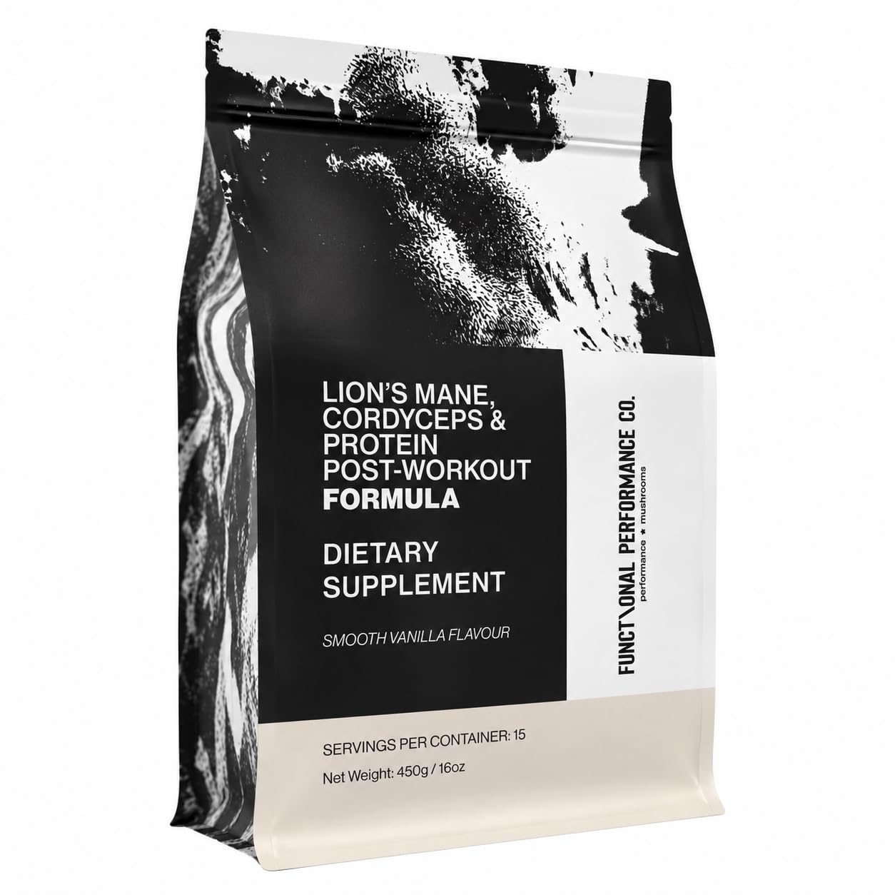 Functional Performance Co. Whey Isolate Protein Powder, Grass Fed, Vanilla, with Lion’s Mane (400mg) & Cordyceps (400mg), 16 Servings