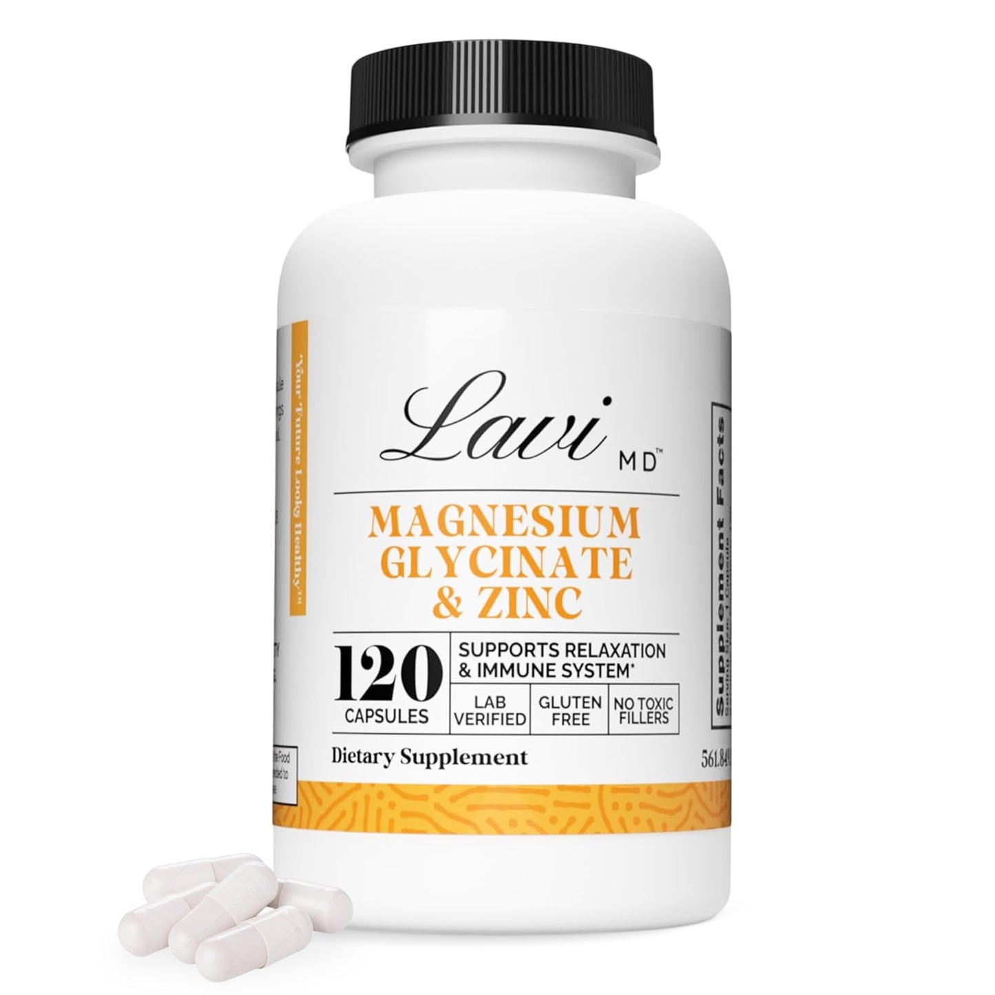 LaviMD Magnesium Glycinate Zinc Capsules 120 Count