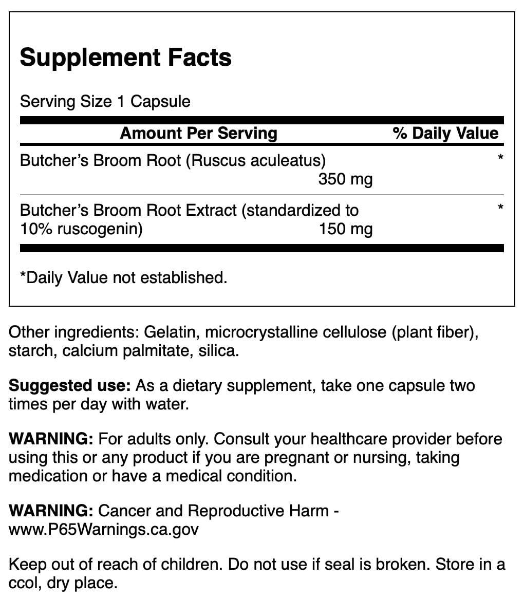 Swanson Butcher's Broom (Standardized) 150 mg Capsules 120 Count