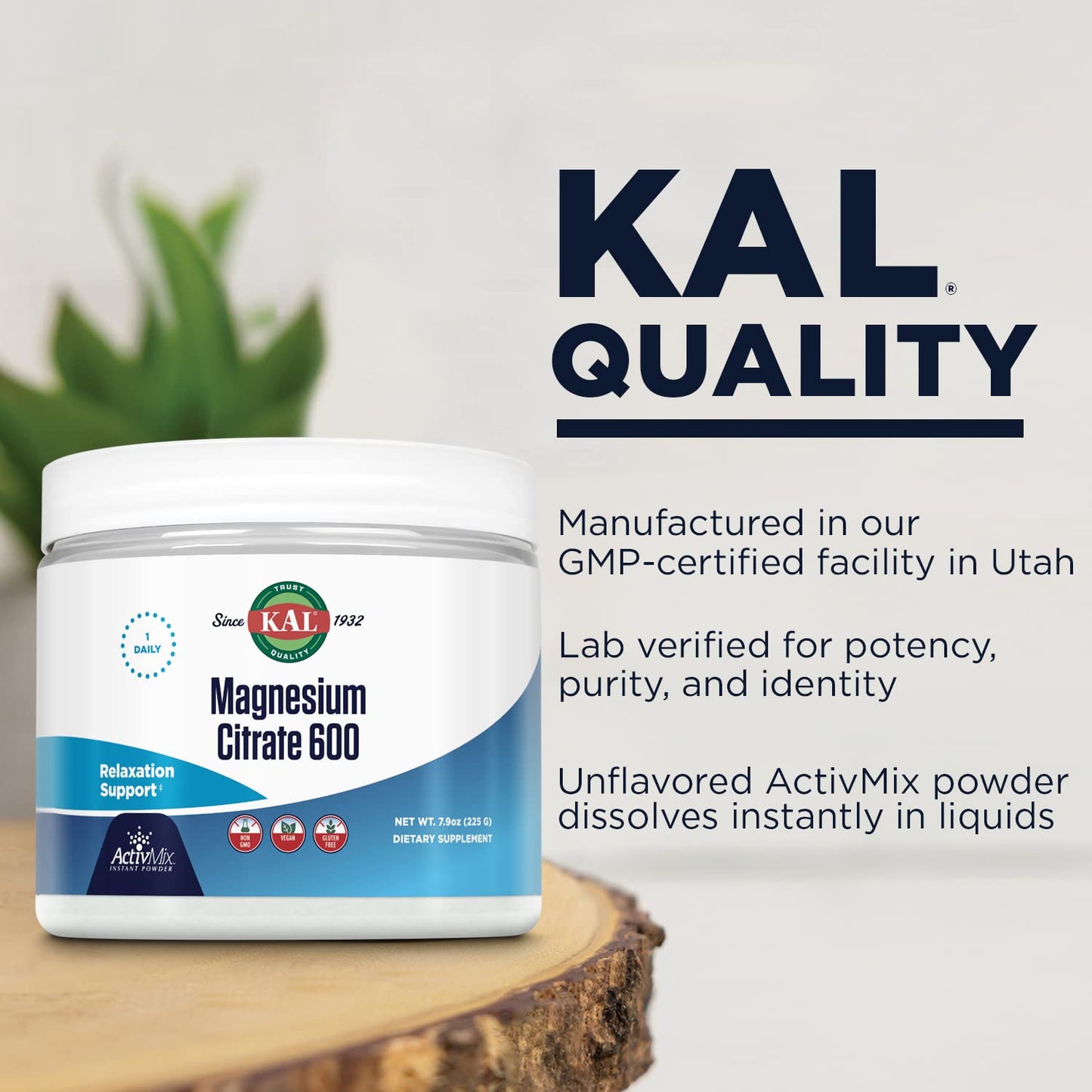 KAL Magnesium Citrate 600 mg ActivMix Instant Powder, 7.9 oz