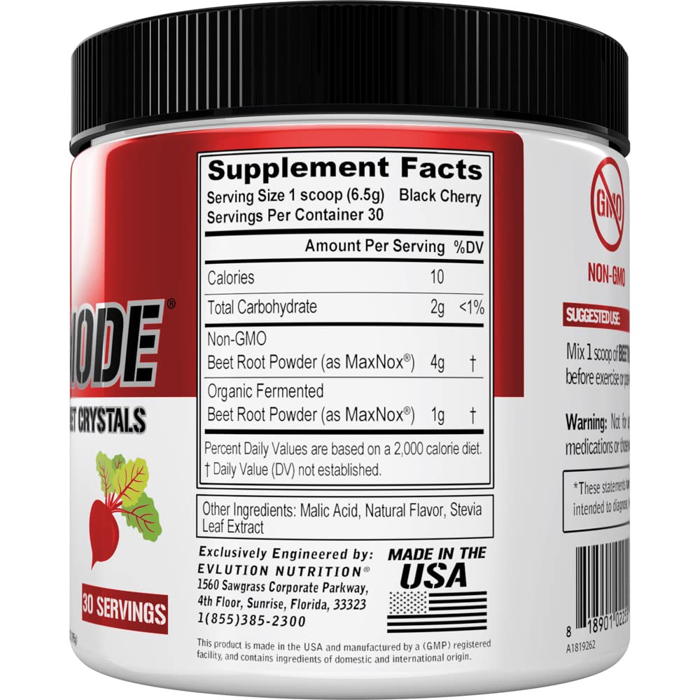 Evlution BeetMode Beet Root Nitric Oxide Powder, Black Cherry, 6.88 Ounce