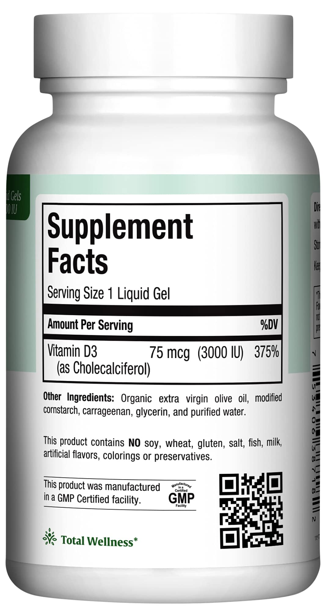 Maxi Health Vitamin D3 3000 IU (75 mcg) Vitamin D Supplement Softgels, 180 Count