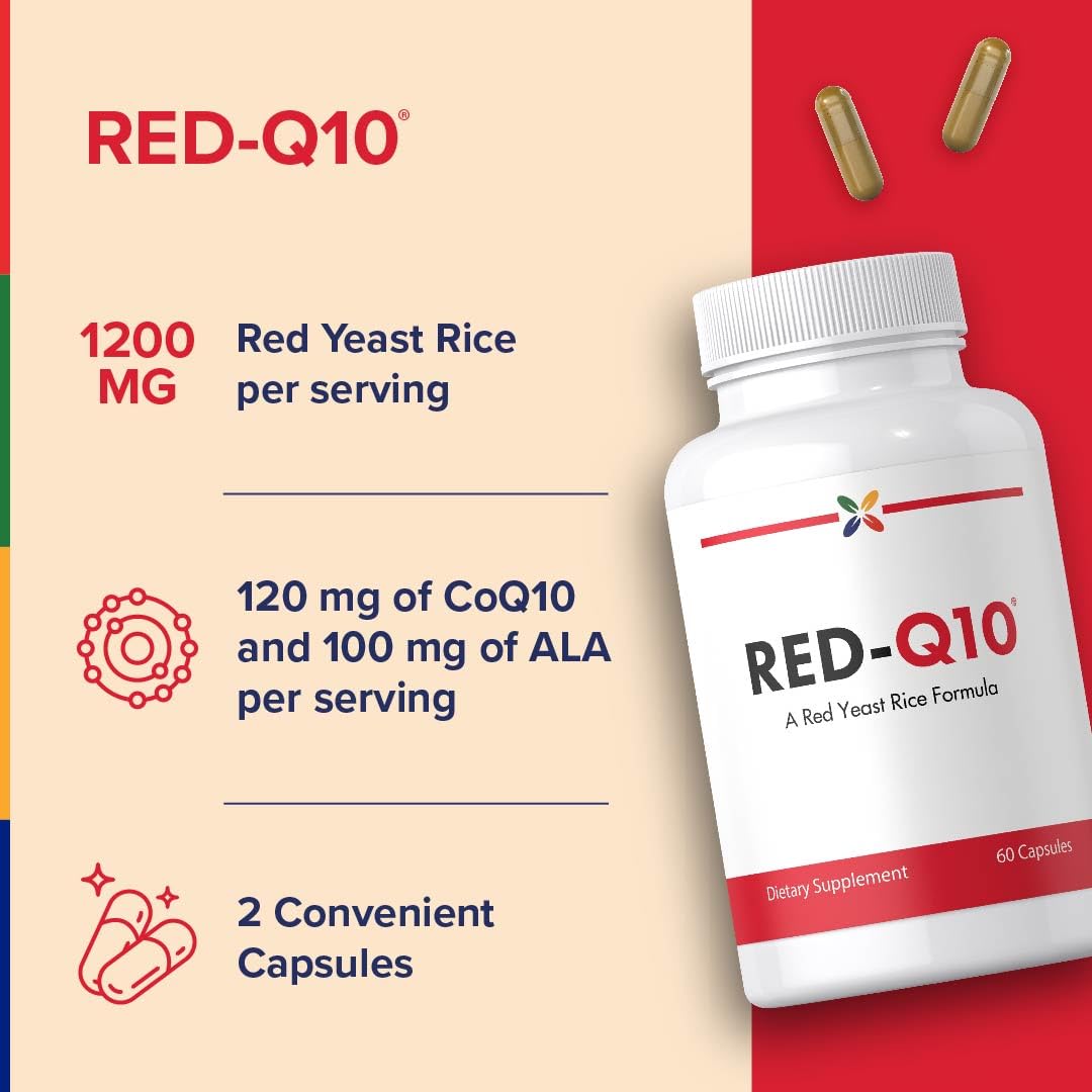 Stop Aging Now Red-Q10 CoQ10 Supplement with Red Yeast Rice & Alpha Lipoic Acid, 60 Capsules