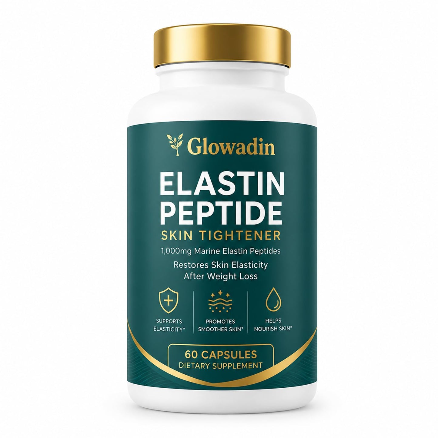 LABIXU Glowadin Elastin Peptides 1000mg Marine-Derived Peptide Formula Capsule, 60 Count