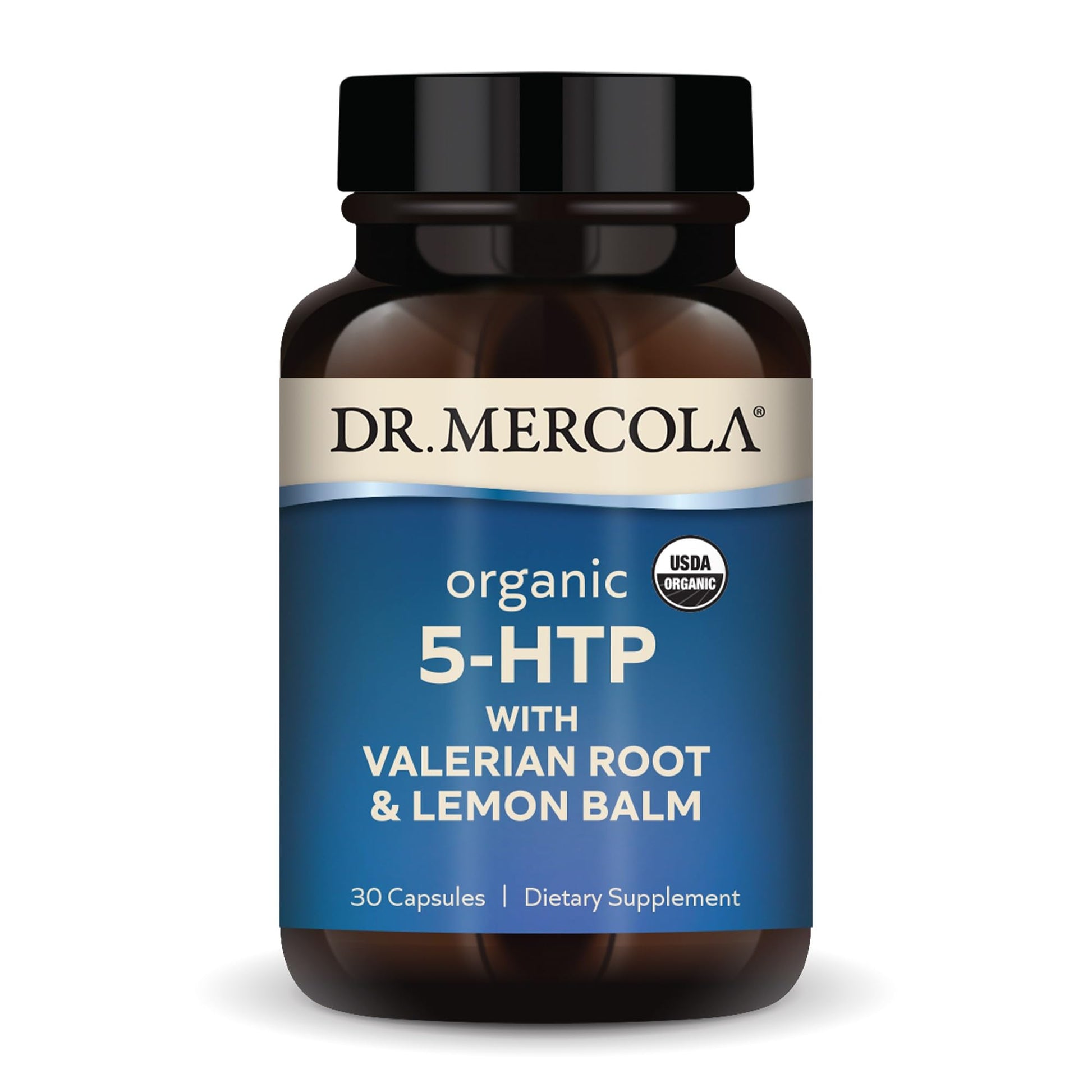 Dr. Mercola Organic 5-HTP with Valerian Root and Lemon Balm Capsules, 30 Count