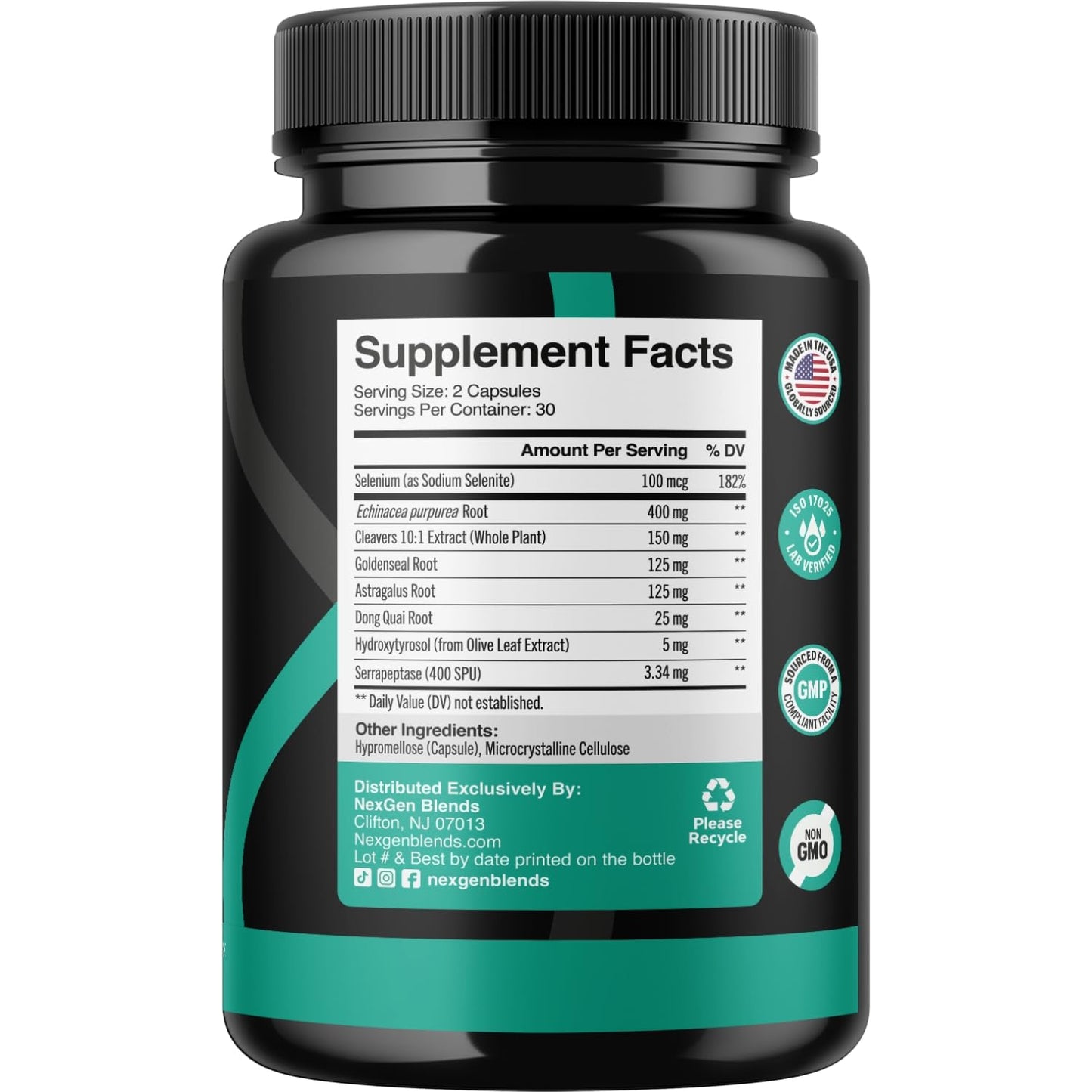 NEXGEN BLENDS Herbal Lymph System Support Supplement Capsule 60 Count