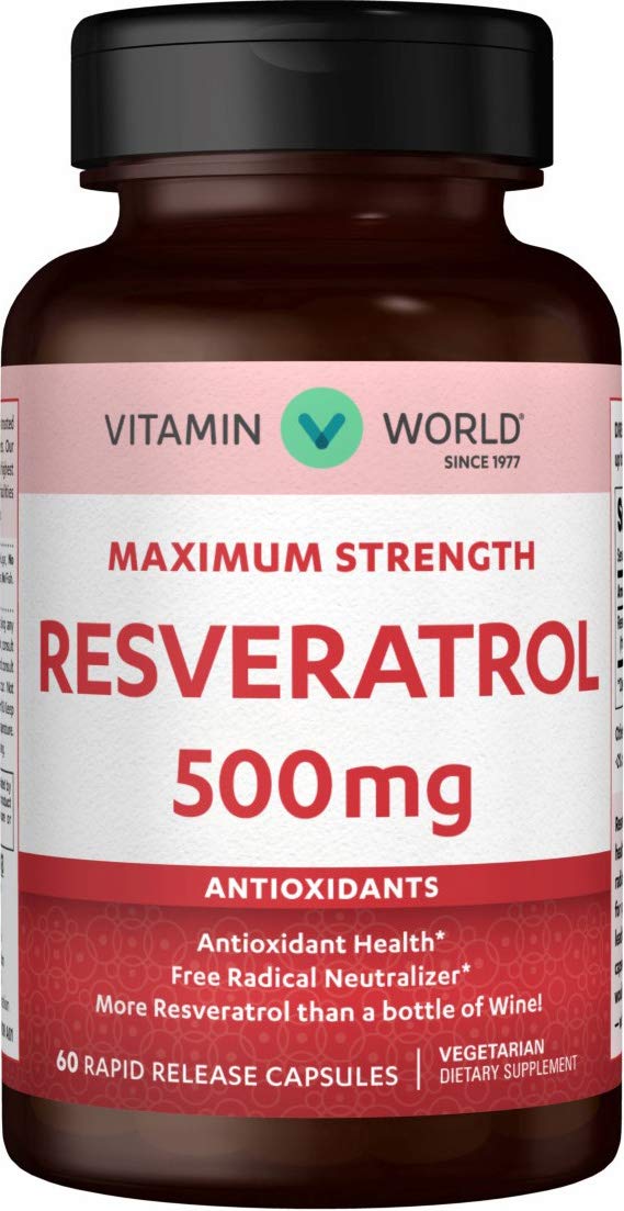 Vitamin World Resveratrol 500 mg, 60 Capsules