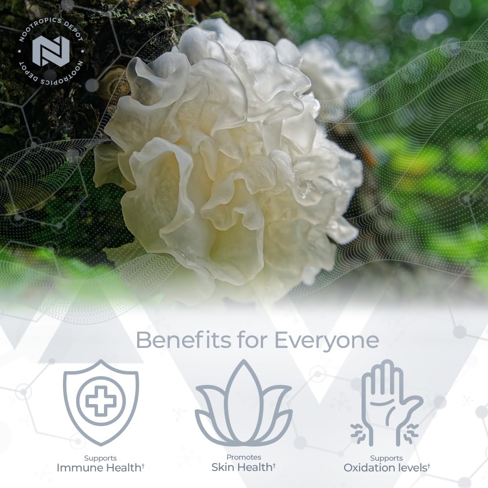 Nootropics Depot White Jelly Mushroom 500mg, 180 Capsules
