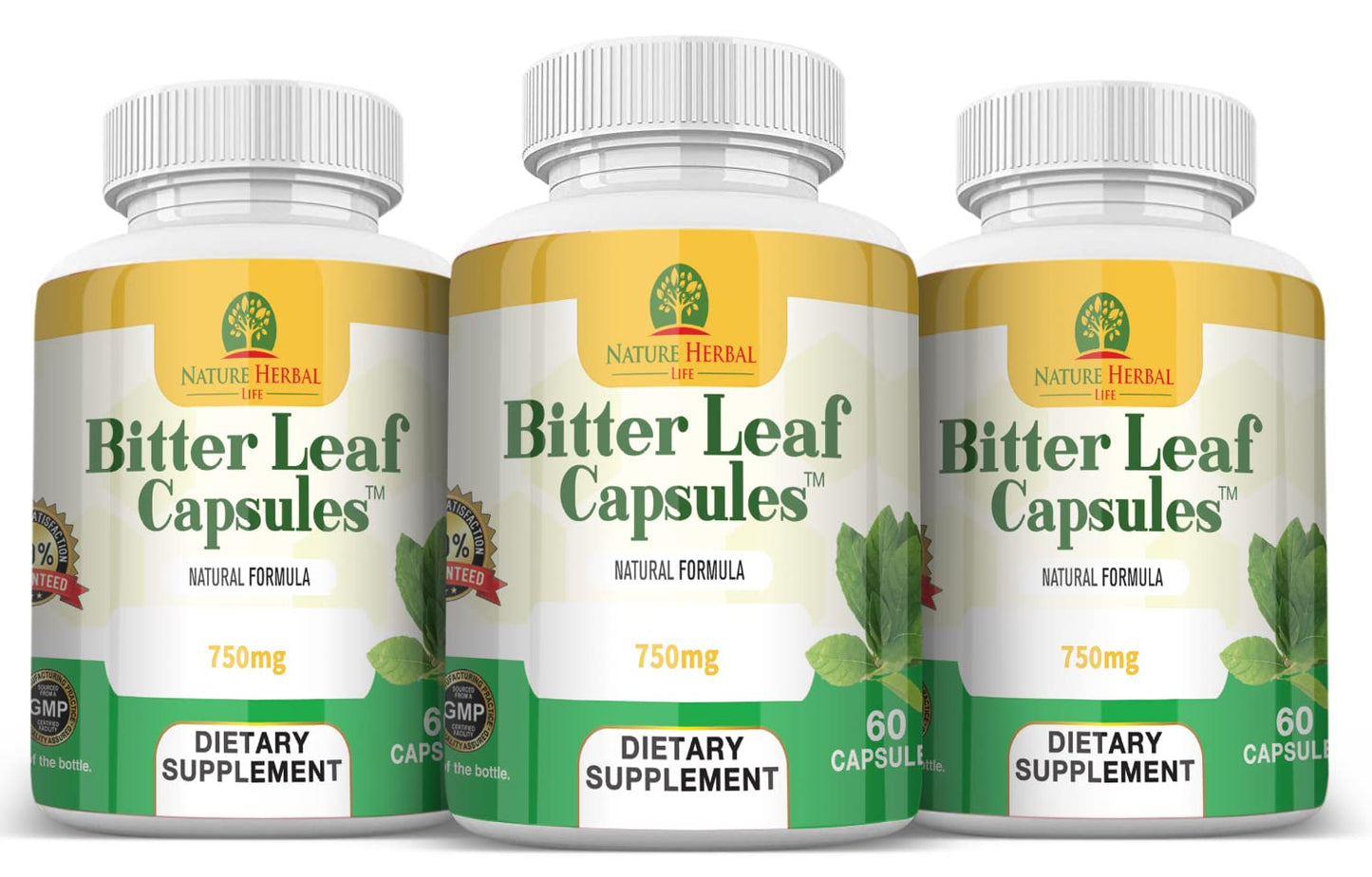 Nature Herbal Life Bitter Leaf Capsules 750 mg, 60 Capsules