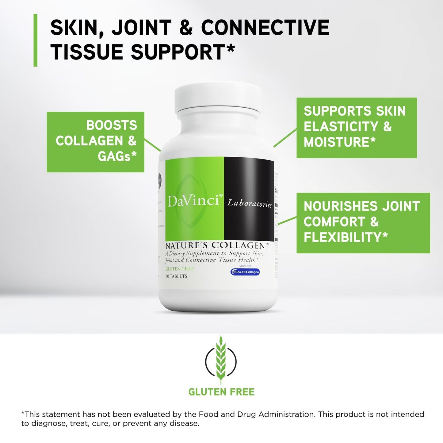 DAVINCI Natures Collagen BioCell Collagen Supplement with MSM & Glucosamine Tablet 90 Tablets