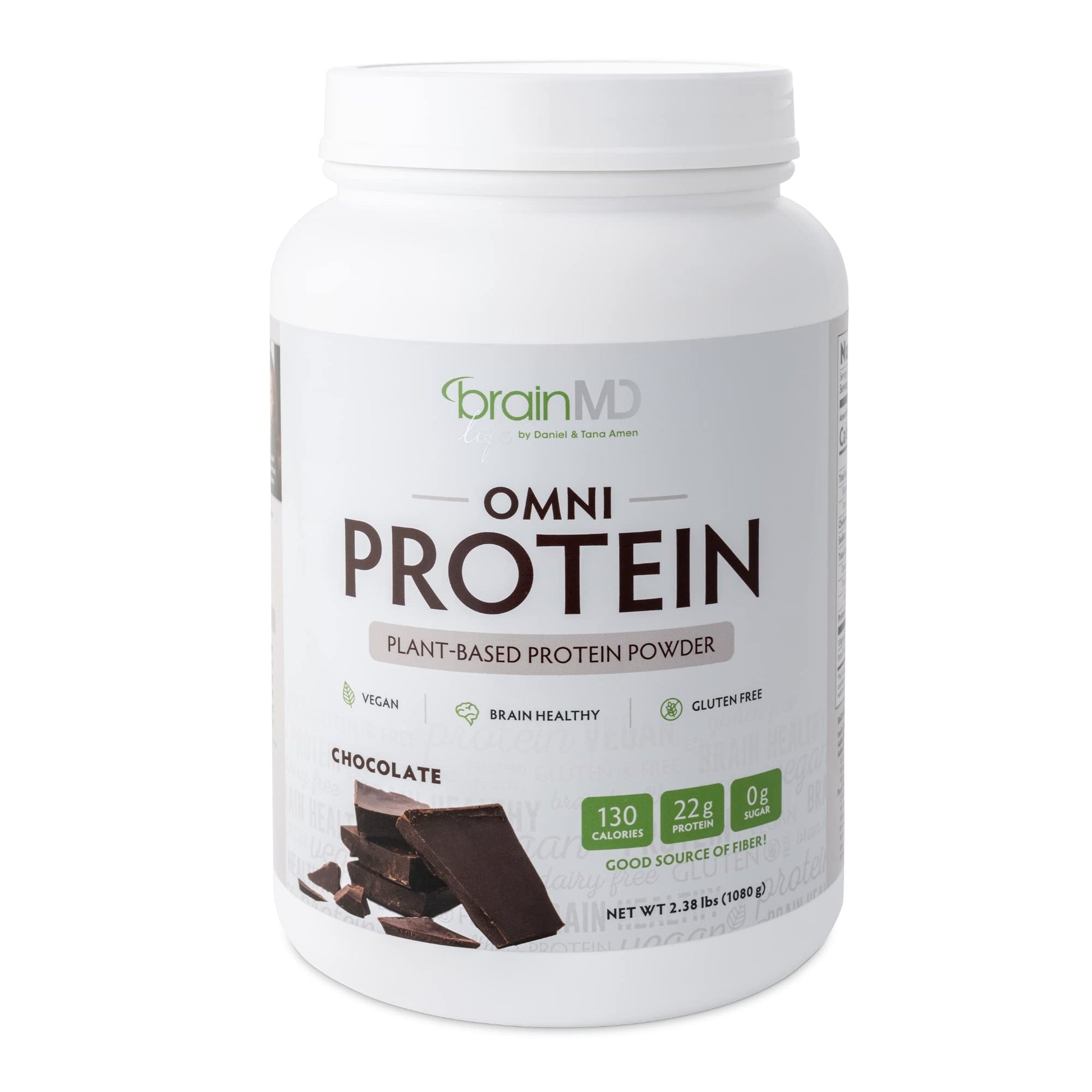 BRAINMD Dr Amen Omni Protein Chocolate Protein Powder, 30 Servings