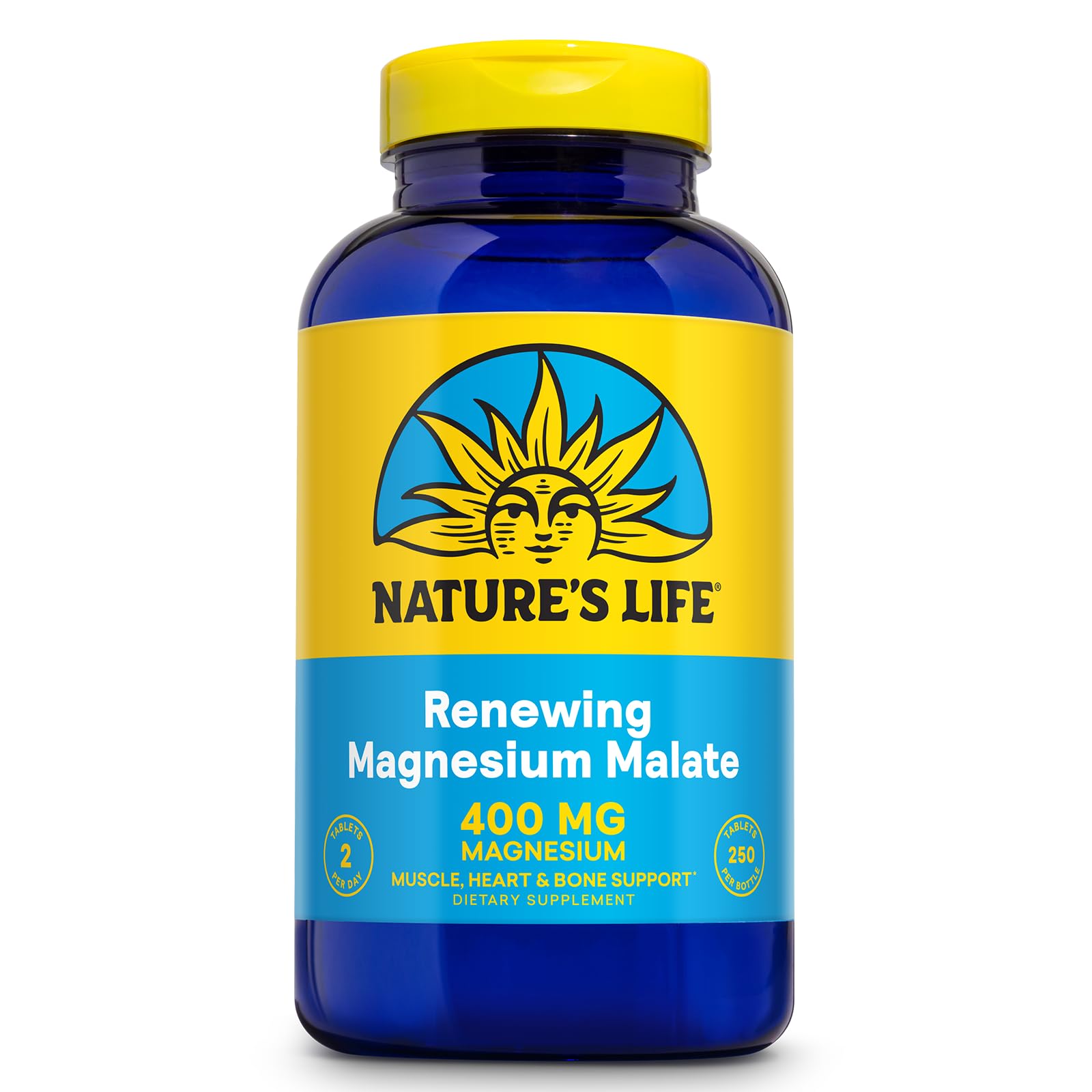 Nature's Life Renewing Magnesium Malate 400 mg - Bioavailable Magnesium Complex Tablet, 250 Count