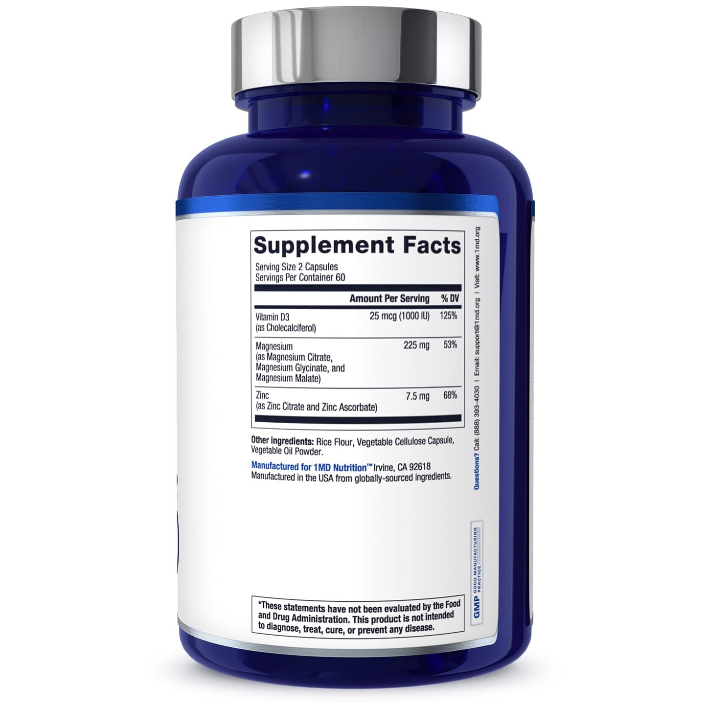 1MD Nutrition MagMD Plus Magnesium with Zinc & D3 Capsule, 120 Count