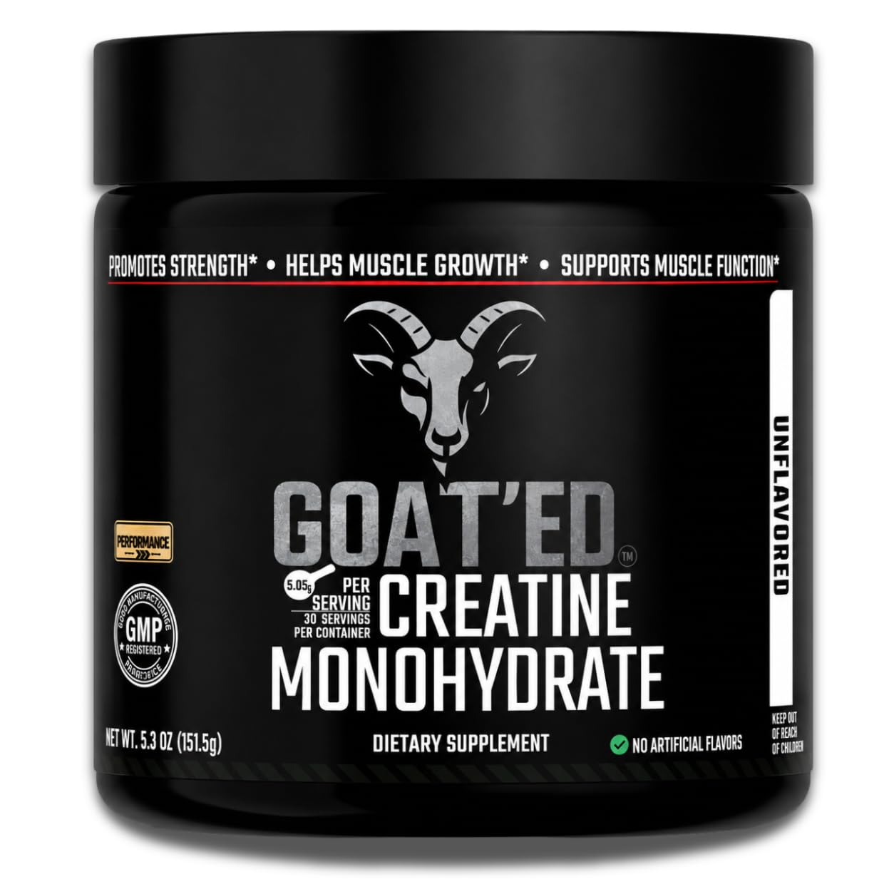 GOAT'ED Creatine Monohydrate Powder 5.3 Ounce