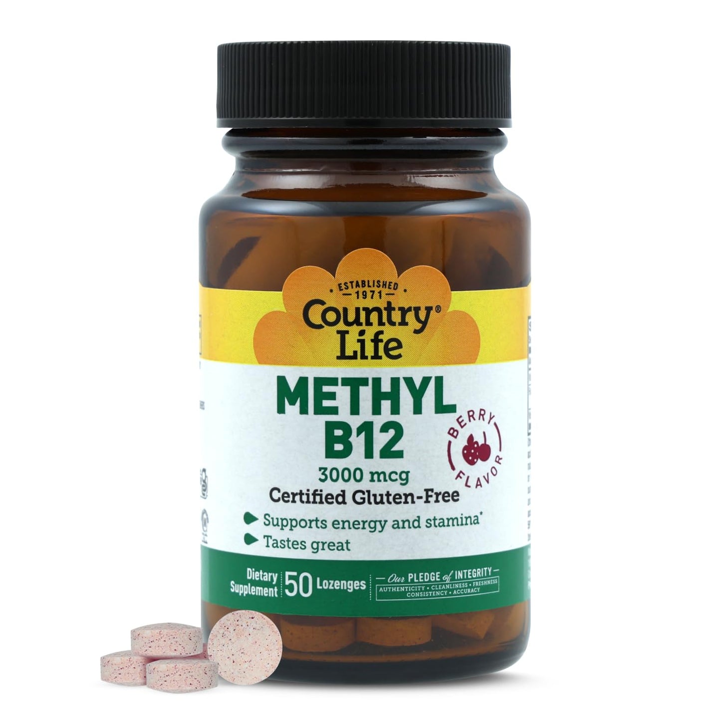 Country Life Methyl B-12 3000 mcg Lozenges, 50 Count