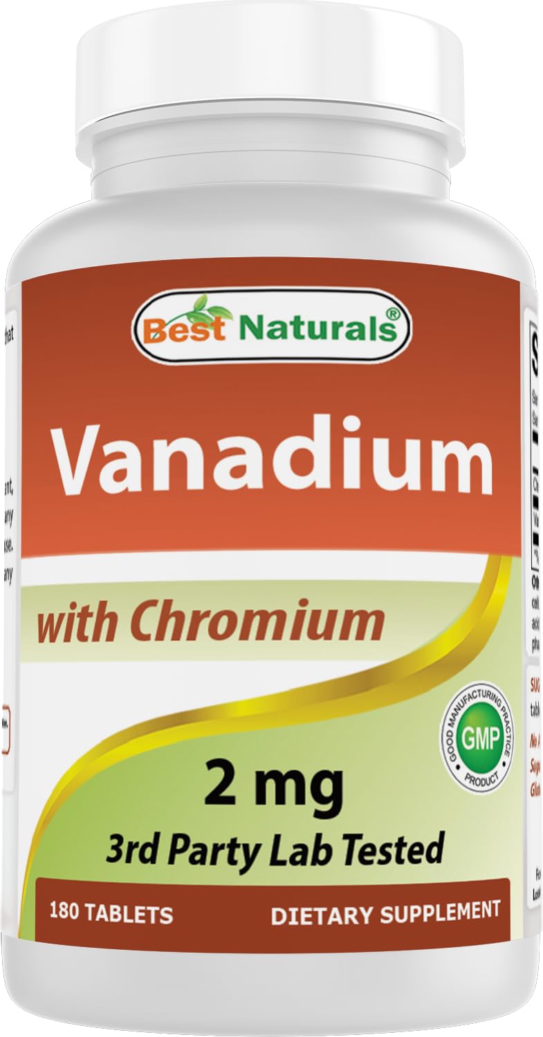 Best Naturals Vanadium 2 mg with Chromium Polynicotinate 200 mcg Tablets, 180 Count