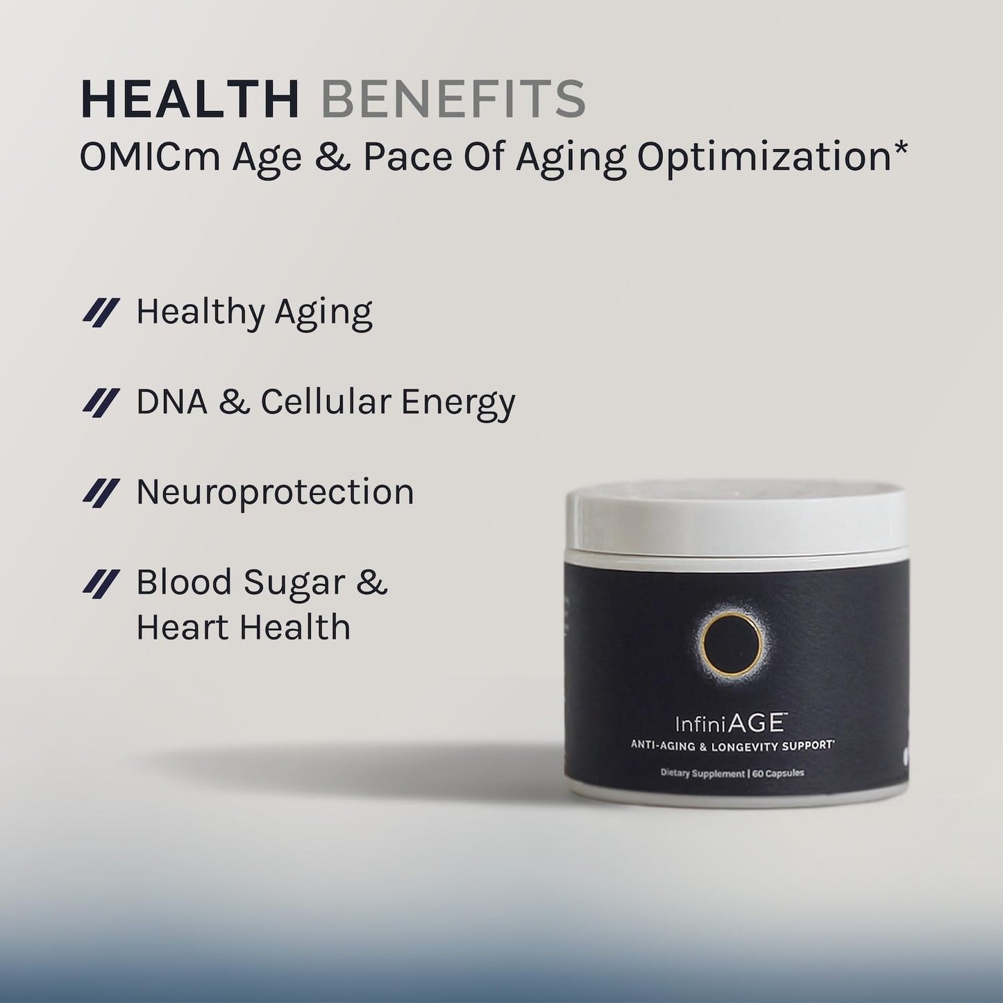 InfiniWell InfiniAge Longevity Supplements - Advanced Cellular Health Supplements with Lutein, N-Acetyl Cysteine (NAC) & Low Dose Zinc - Support Nutrient Sensing & Mitochondrial Health, Capsules, 60