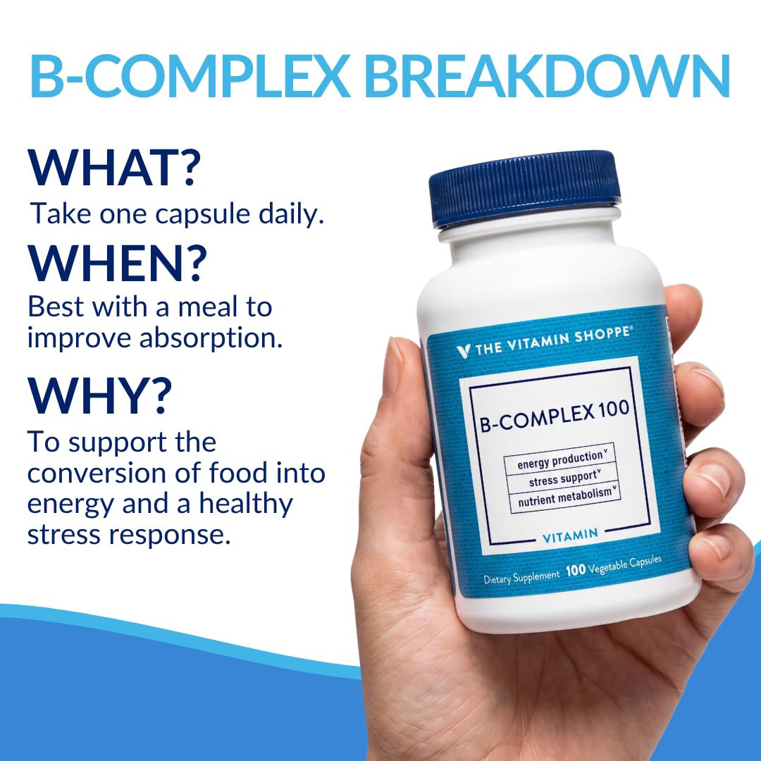 The Vitamin Shoppe B-Complex 100 - Complete B Vitamin Formula Vegetarian Capsules 1 Count