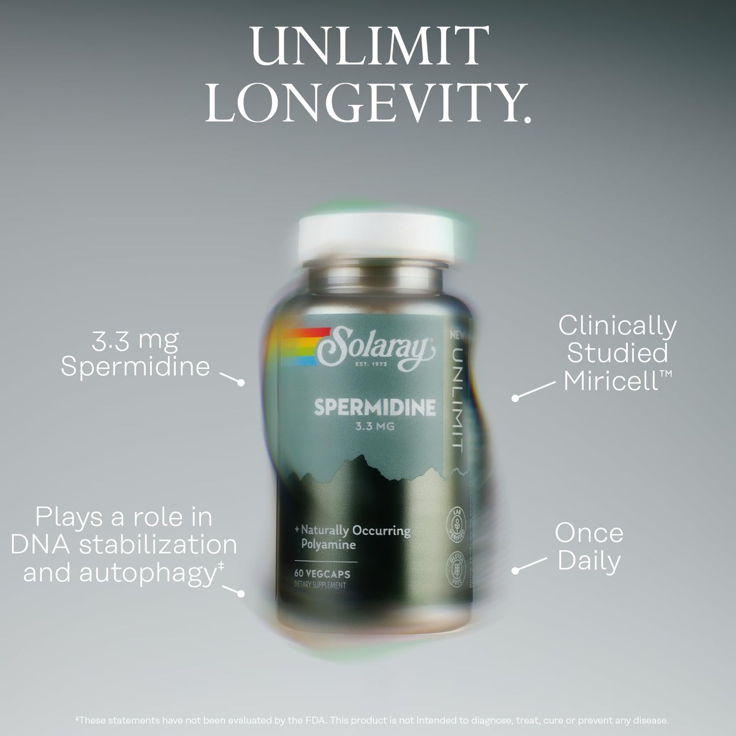 Solaray Spermidine 3.3 mg Capsule, 60 Count