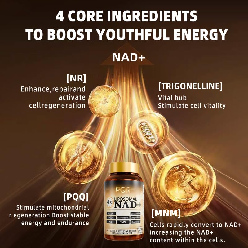 PQR NAD+ Liposomal Nicotinamide Riboside with Resveratrol 1200mg Capsules, 120 Count