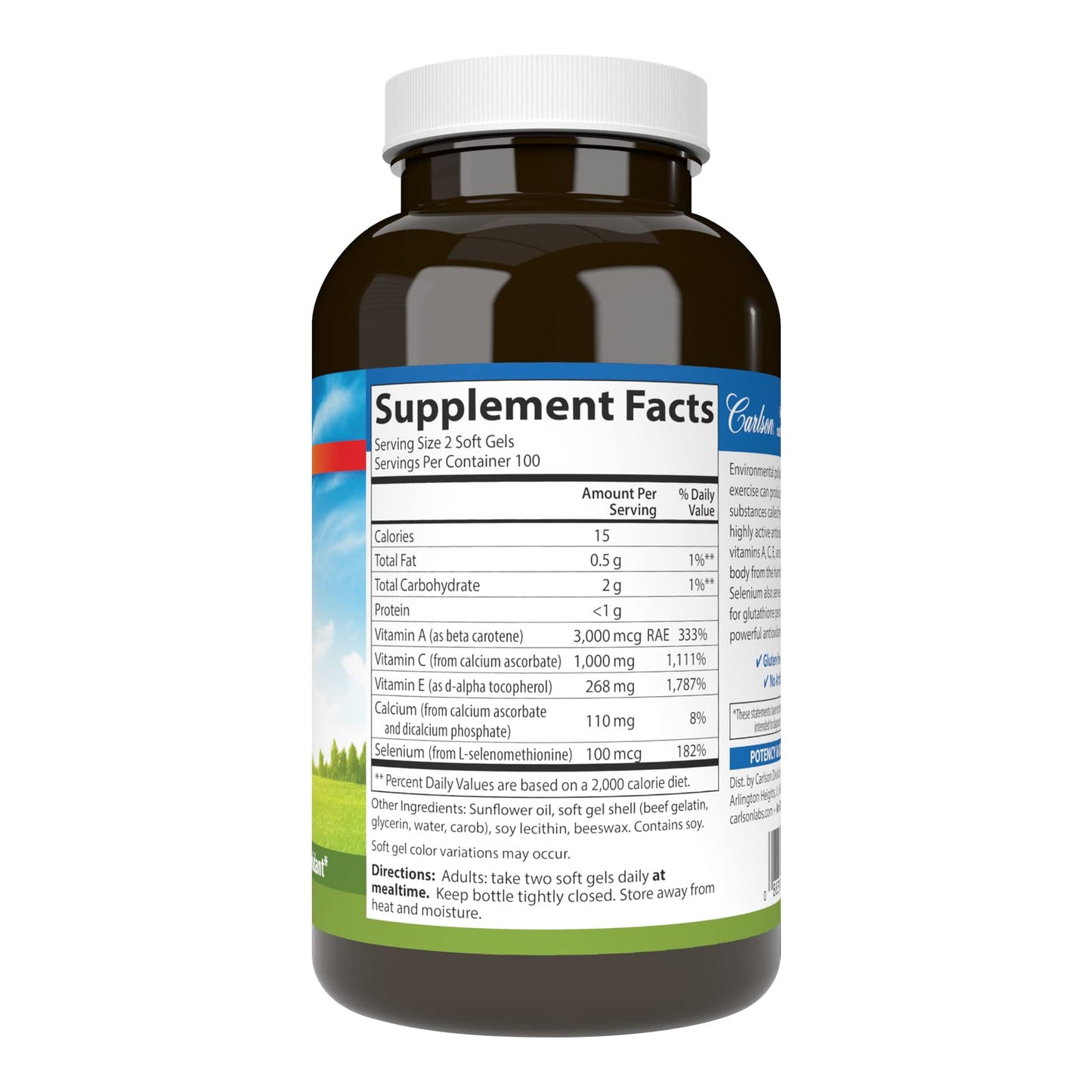 Carlson ACES Vitamins A, C, E + Selenium, Cellular Health & Immune Support, Antioxidant, Softgels, 200