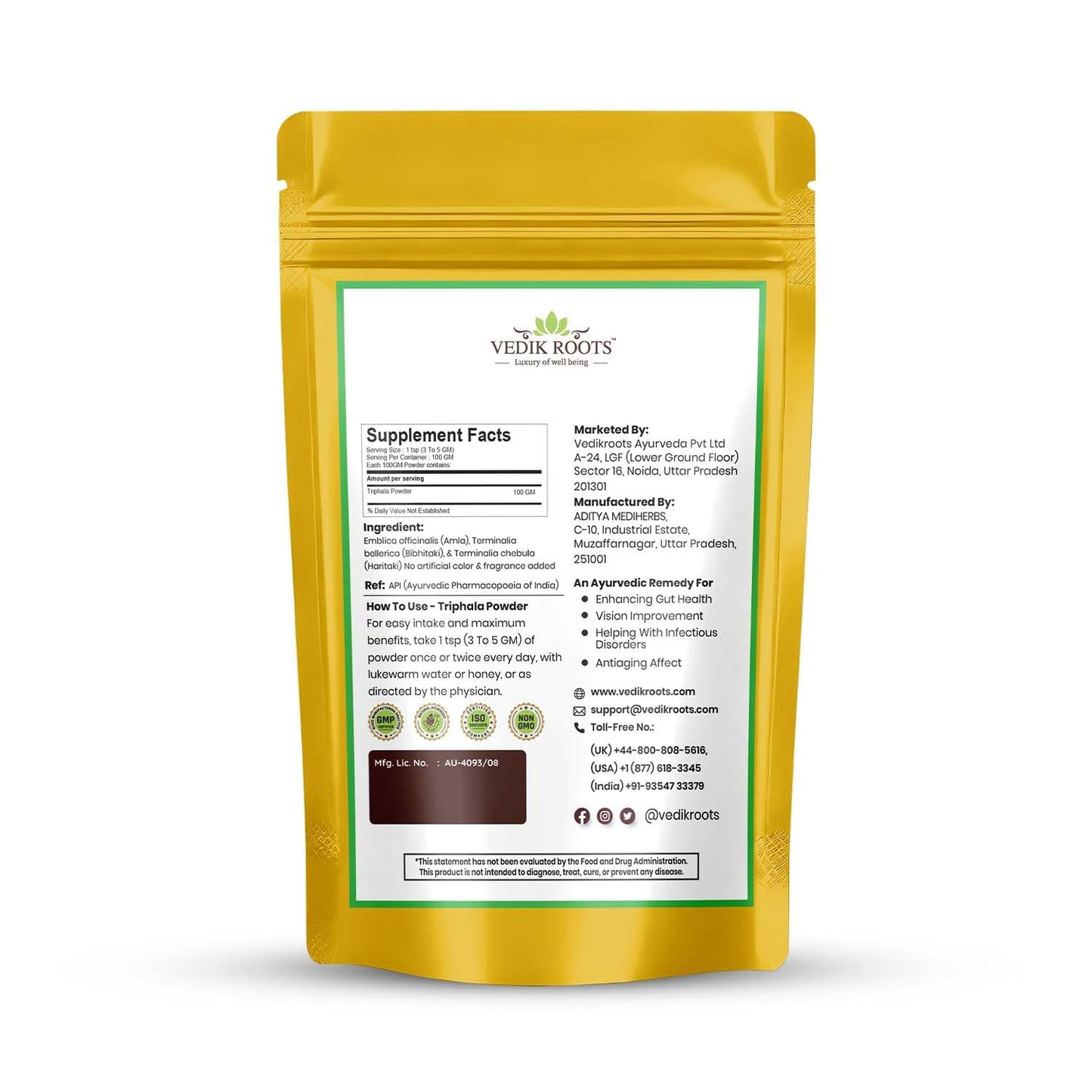 VEDIKROOTS Triphala Powder 3.5274
