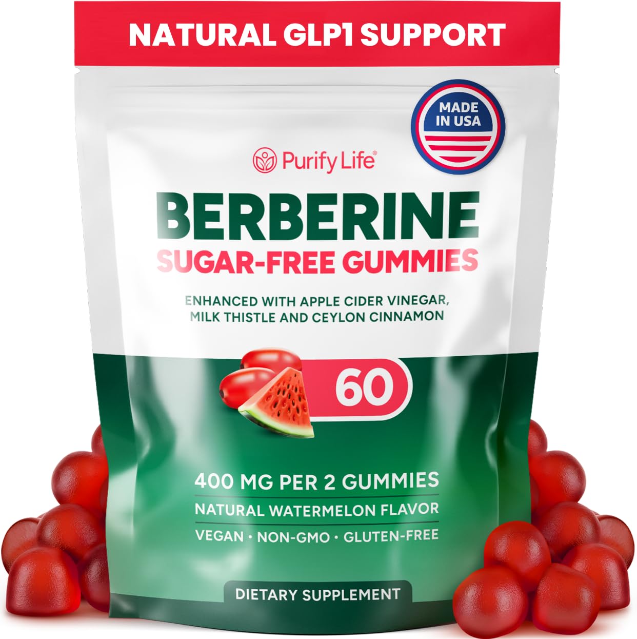 Purify Life GLP-1 Support Berberine Gummies, 60 Count
