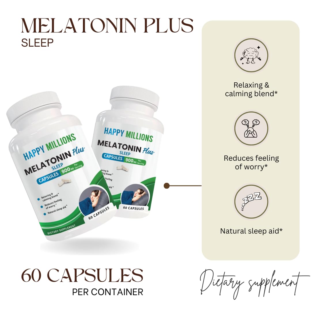 HAPPY MILLIONS Melatonin Plus Sleep Support Capsule, 60 Capsules