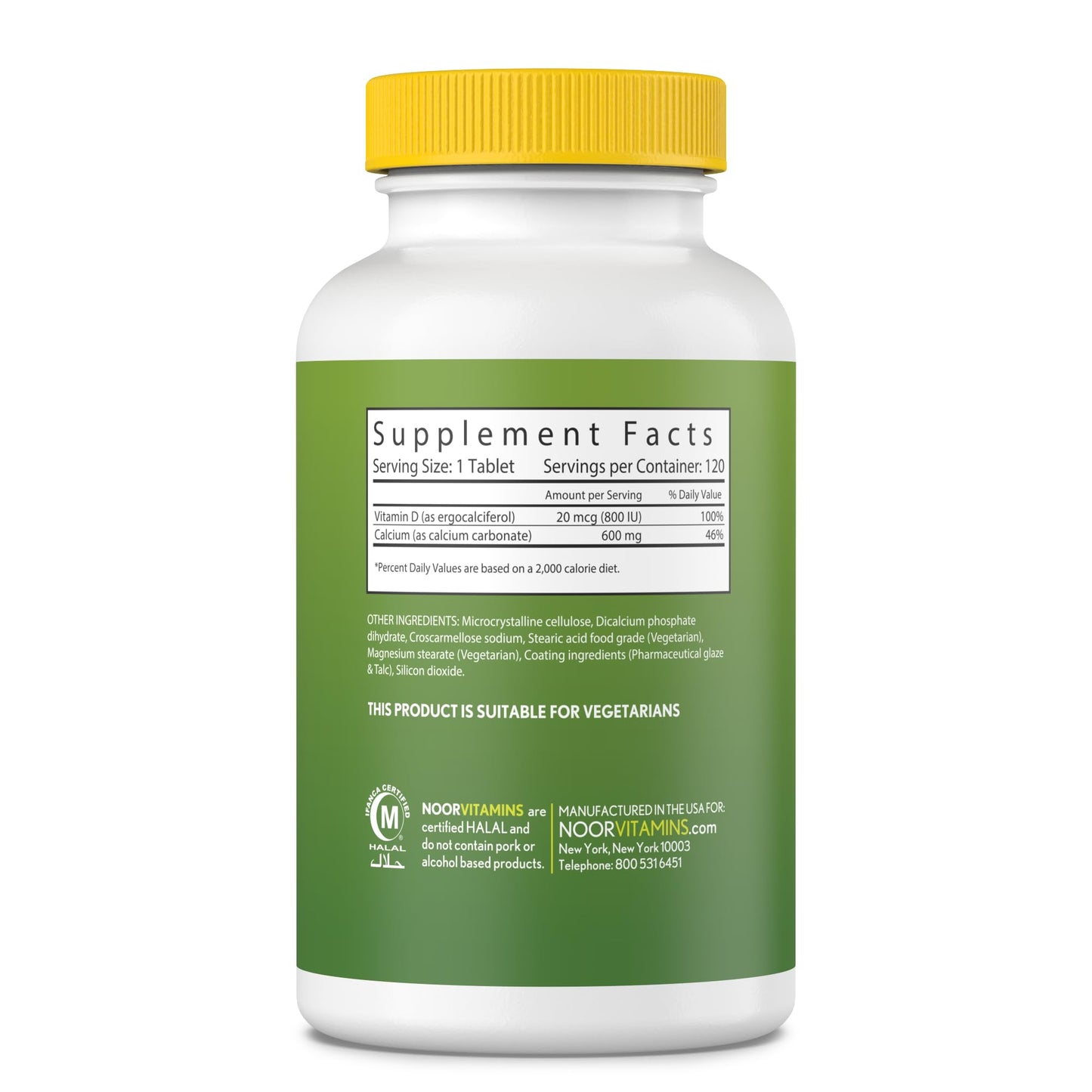 Noor Vitamins Halal Calcium Plus Vitamin D Bone & Immune Support Tablet 120 Tablets