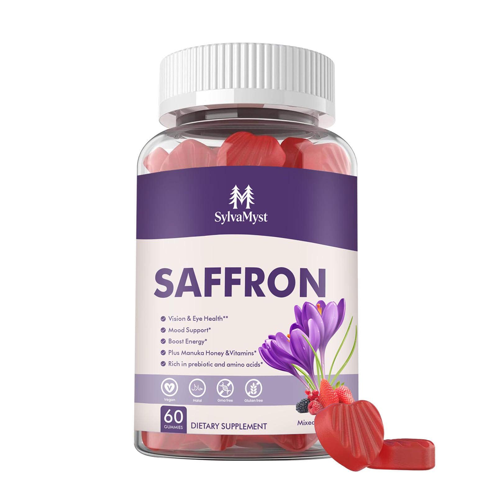SylvaMyst Natural Saffron Gummies - Relaxation Support Gummy 60 Count