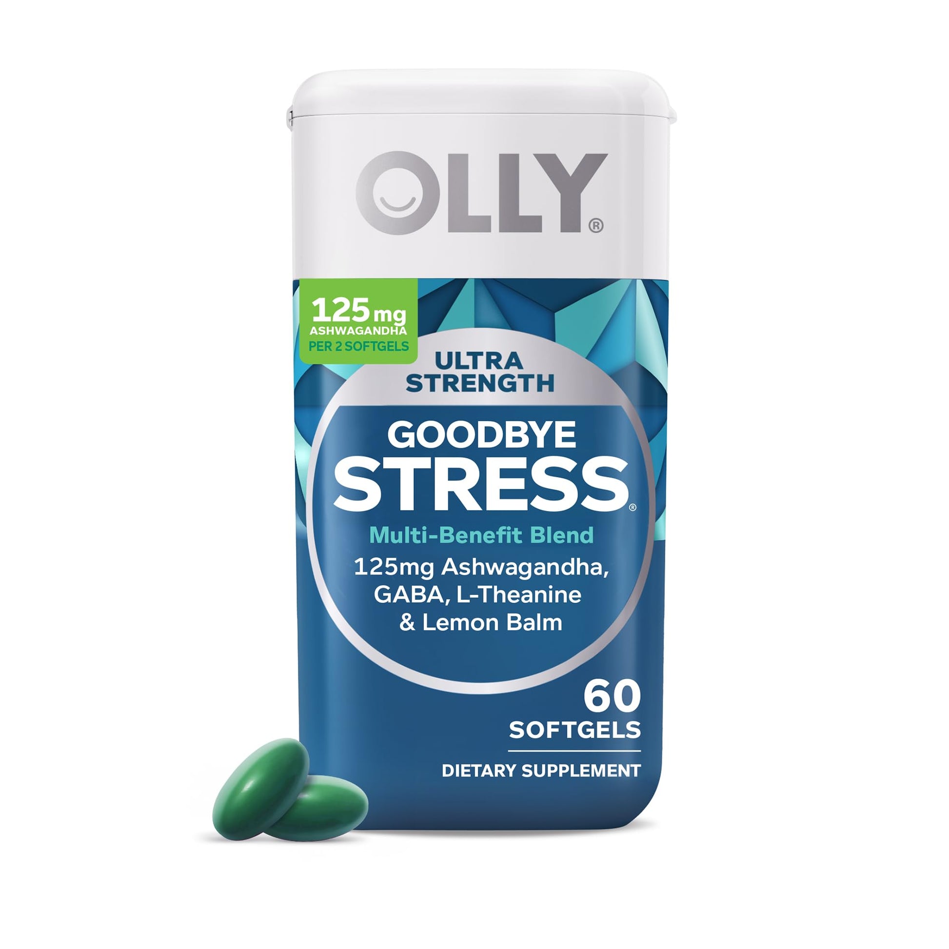 OLLY Ultra Strength Stress Softgels, Stress and Mood Support, 60 Softgels