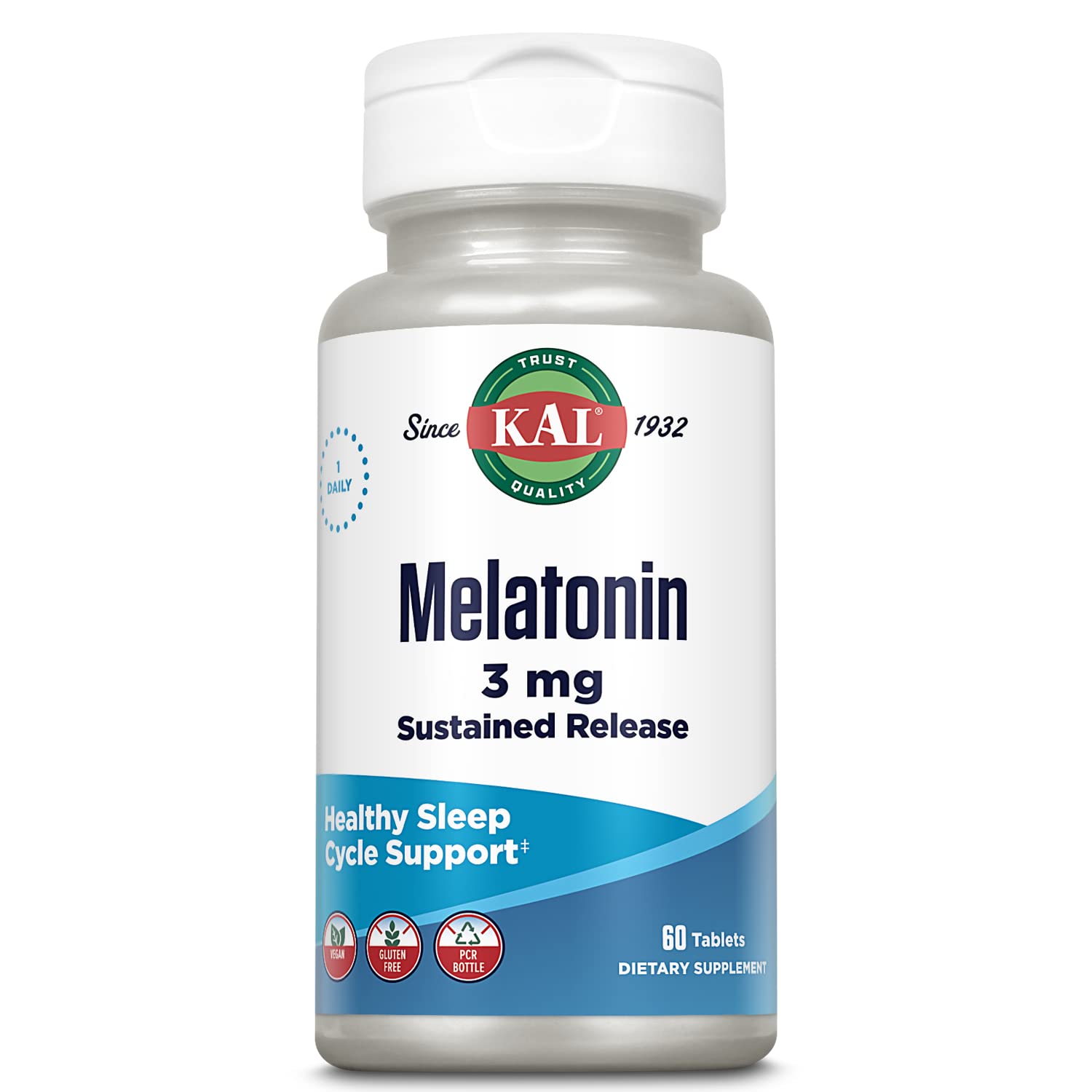 KAL Melatonin 3mg Sustained Release Sleep Aid Tablet, 60 Tablets